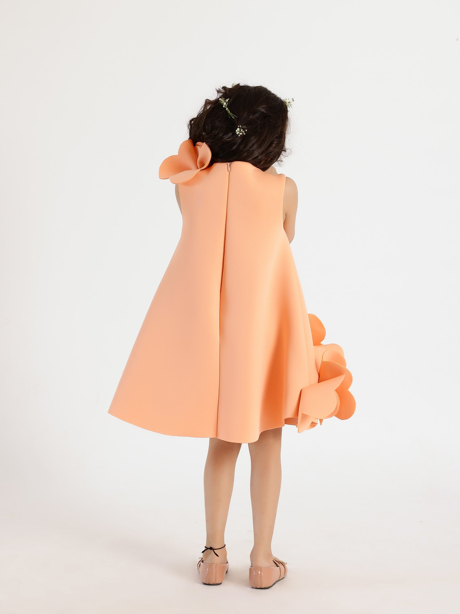 Janyas Closet:  Peach Neoprene Fiona Floral A-Line Dress