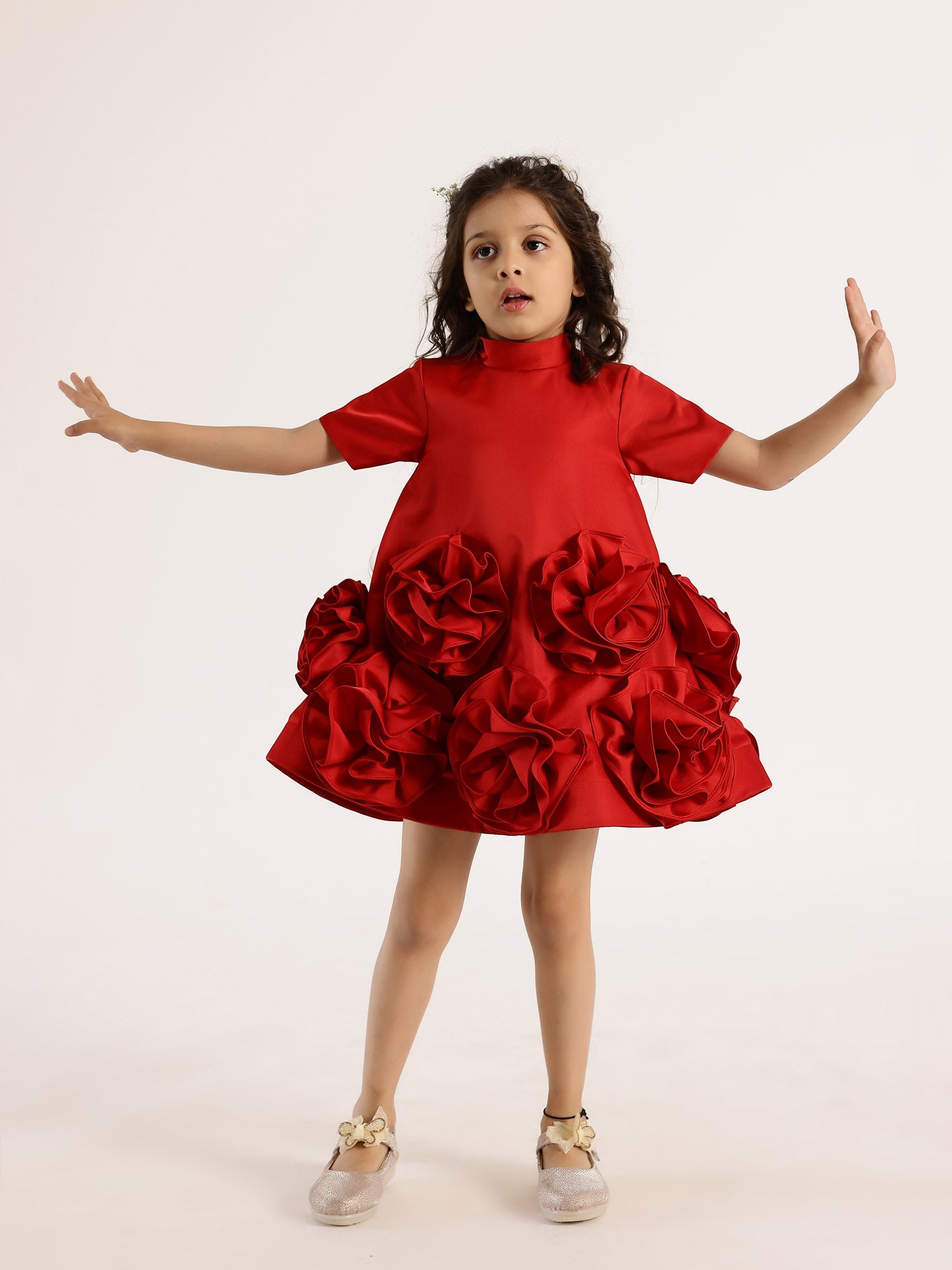 JANYAS CLOSET Fantasy Blooms Baby Dress in Red