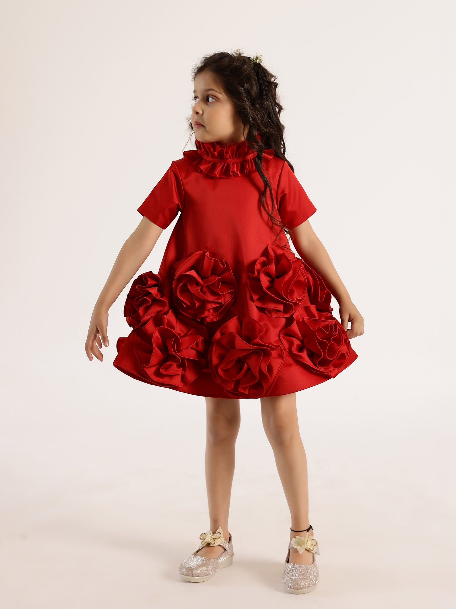 JANYAS CLOSET Fantasy Blooms Baby Dress in Red