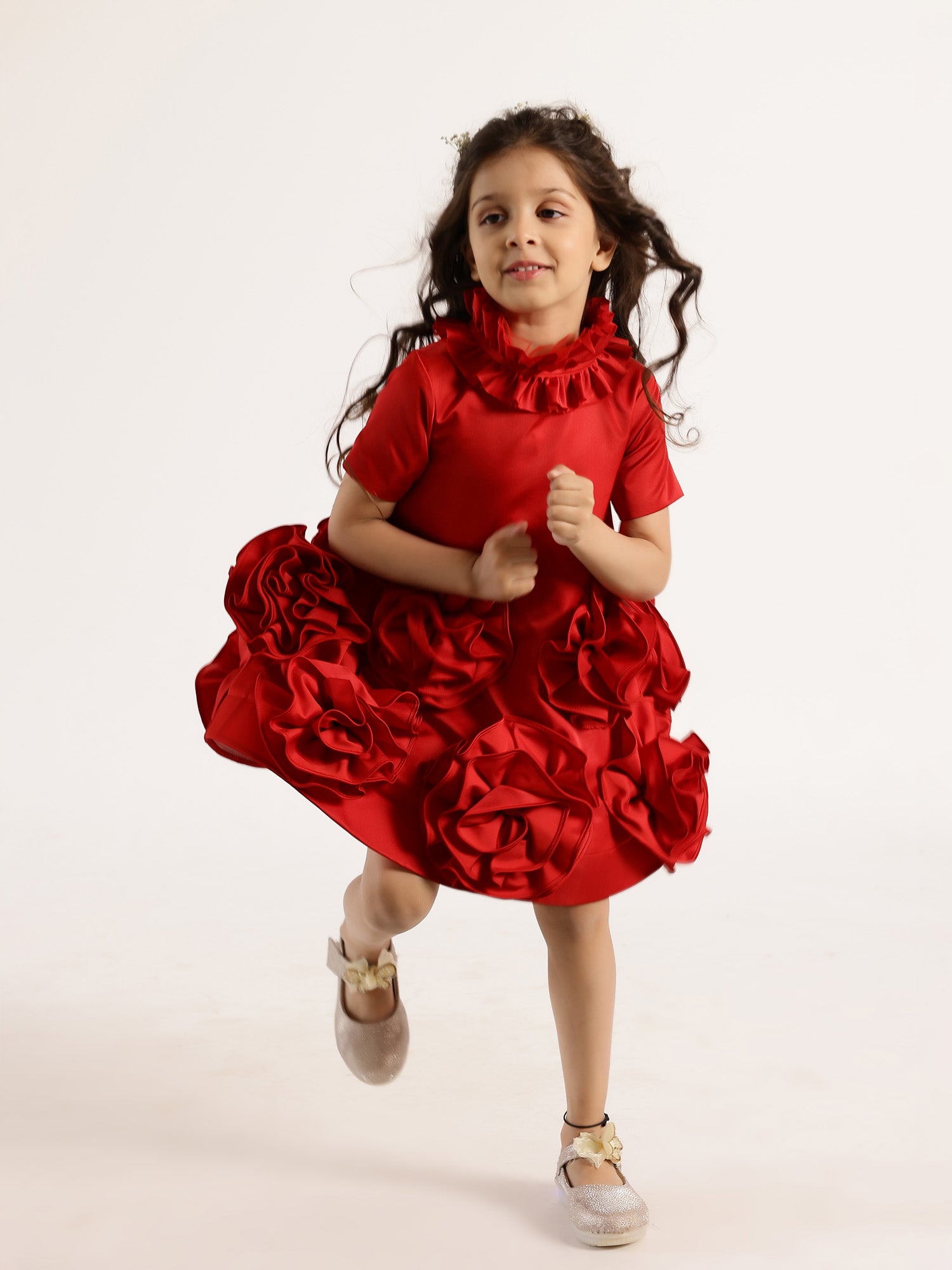 JANYAS CLOSET Fantasy Blooms Baby Dress in Red