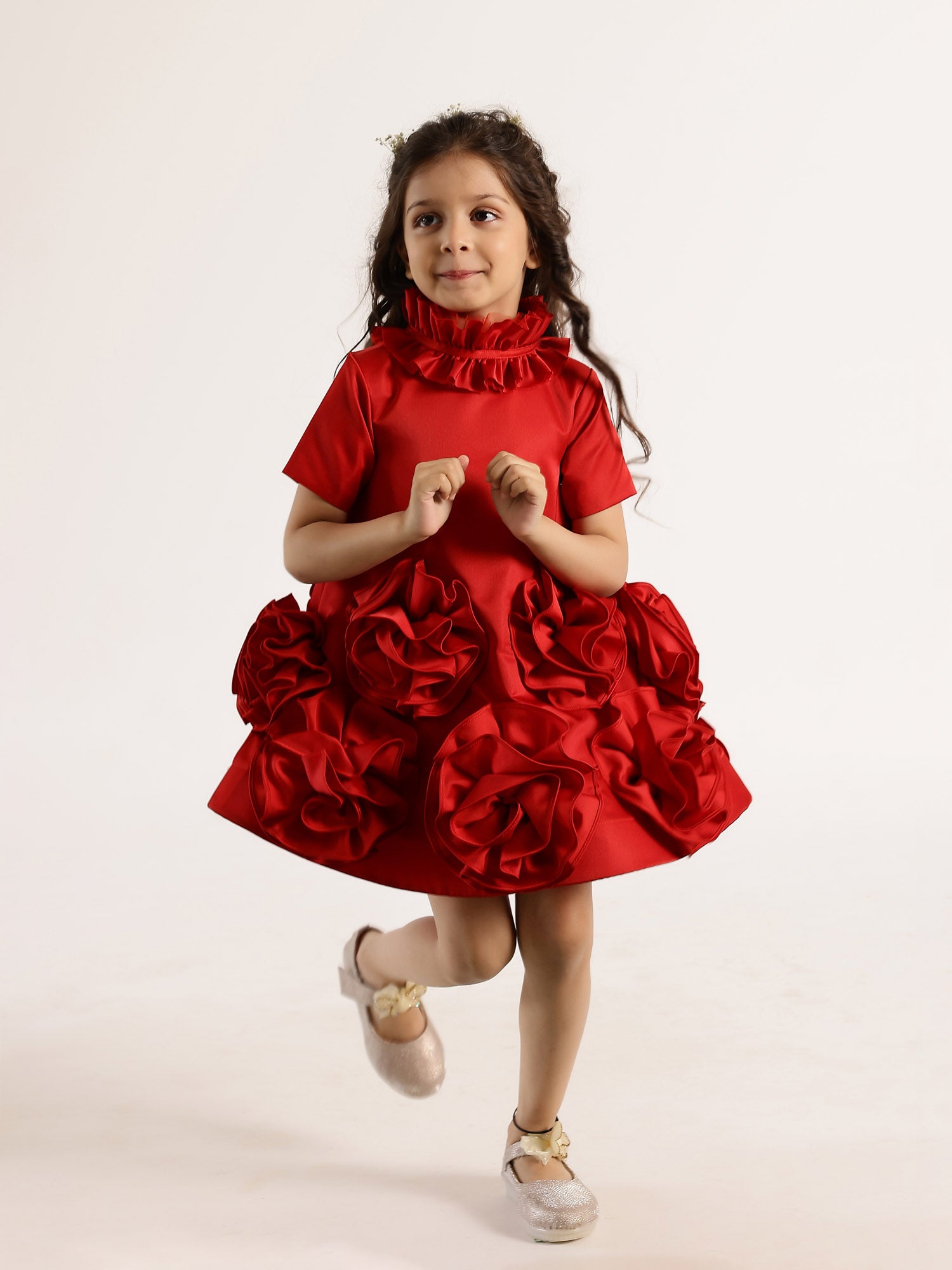 JANYAS CLOSET Fantasy Blooms Baby Dress in Red