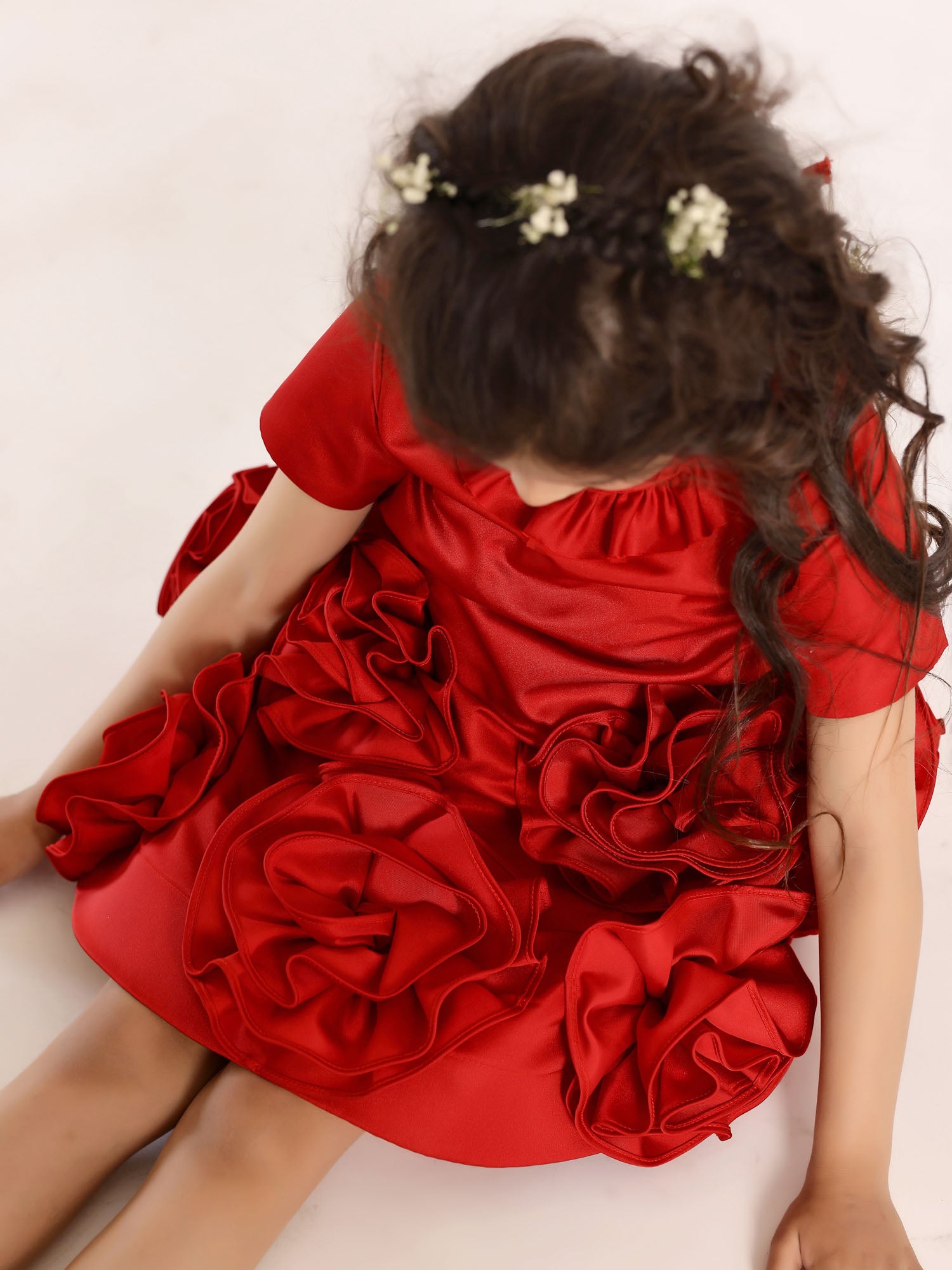 JANYAS CLOSET Fantasy Blooms Baby Dress in Red