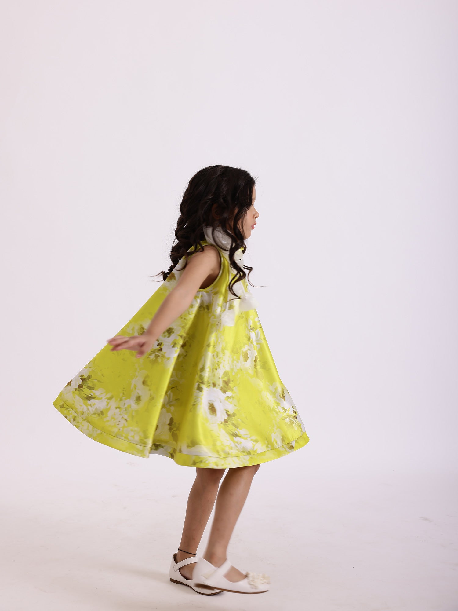 JANYAS CLOSET Green Printed Party Dress With Hair Pin*