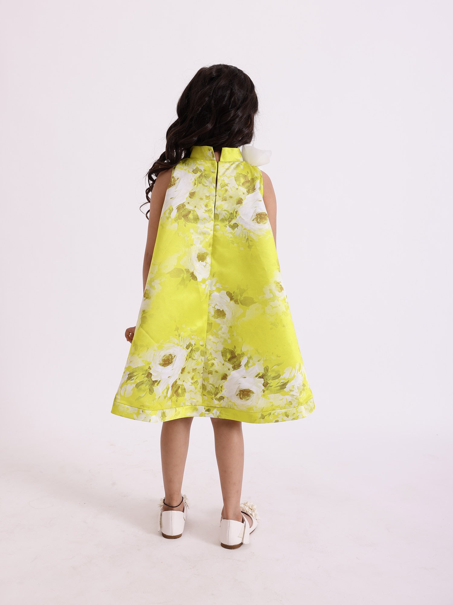 JANYAS CLOSET Green Printed Party Dress With Hair Pin*