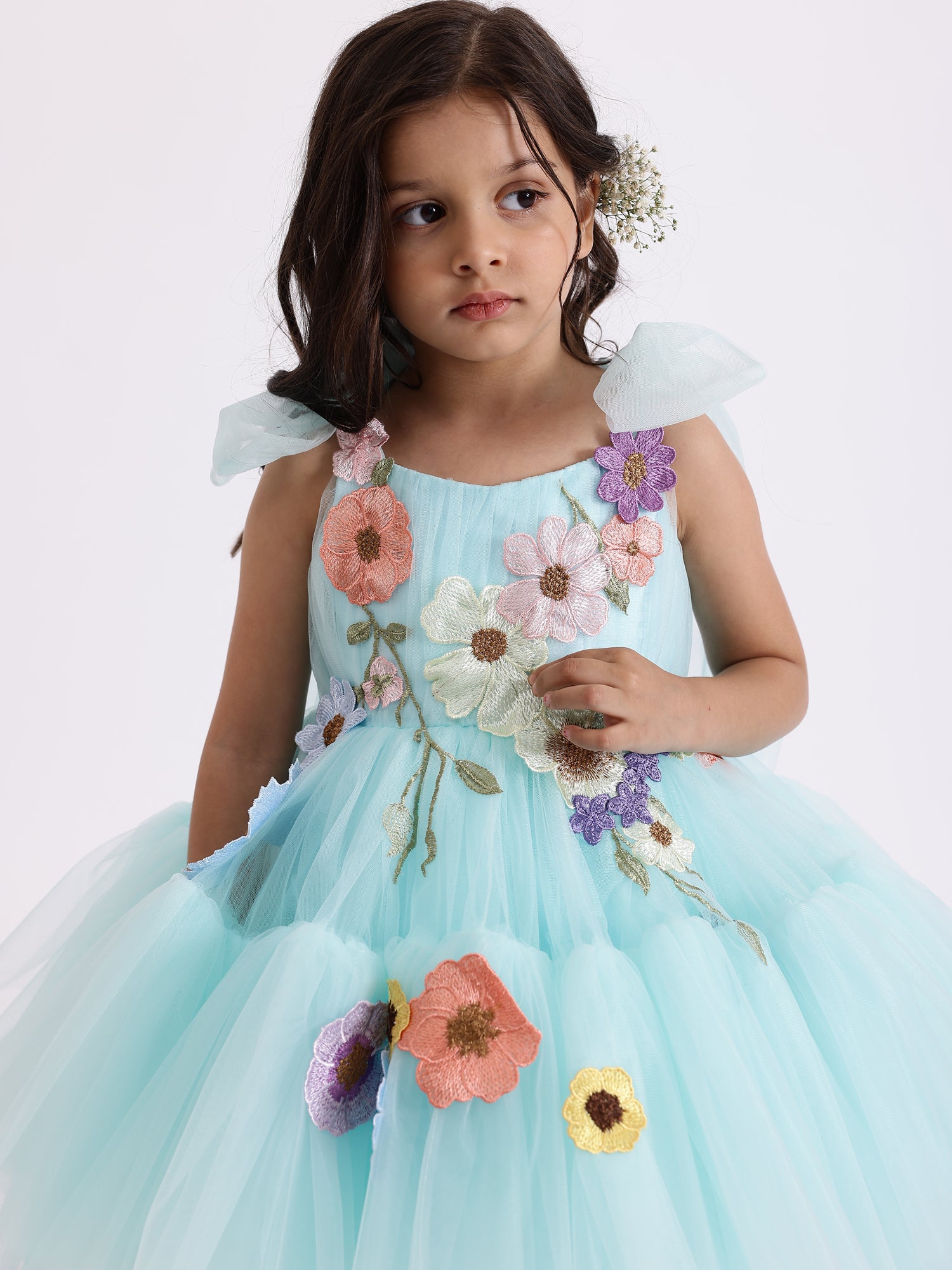 JANYAS CLOSET Blue Embellished Kayo Princess Party Dress