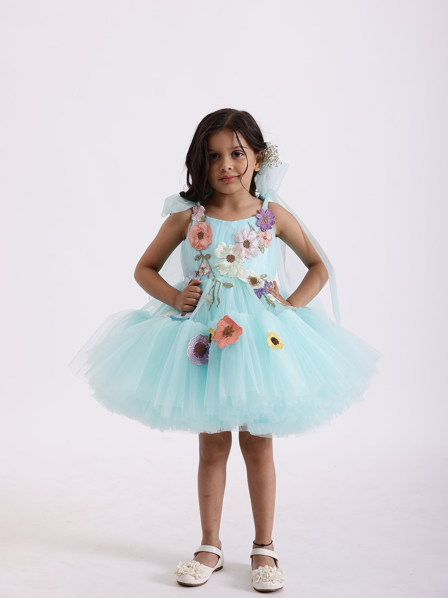 JANYAS CLOSET Blue Embellished Kayo Princess Party Dress