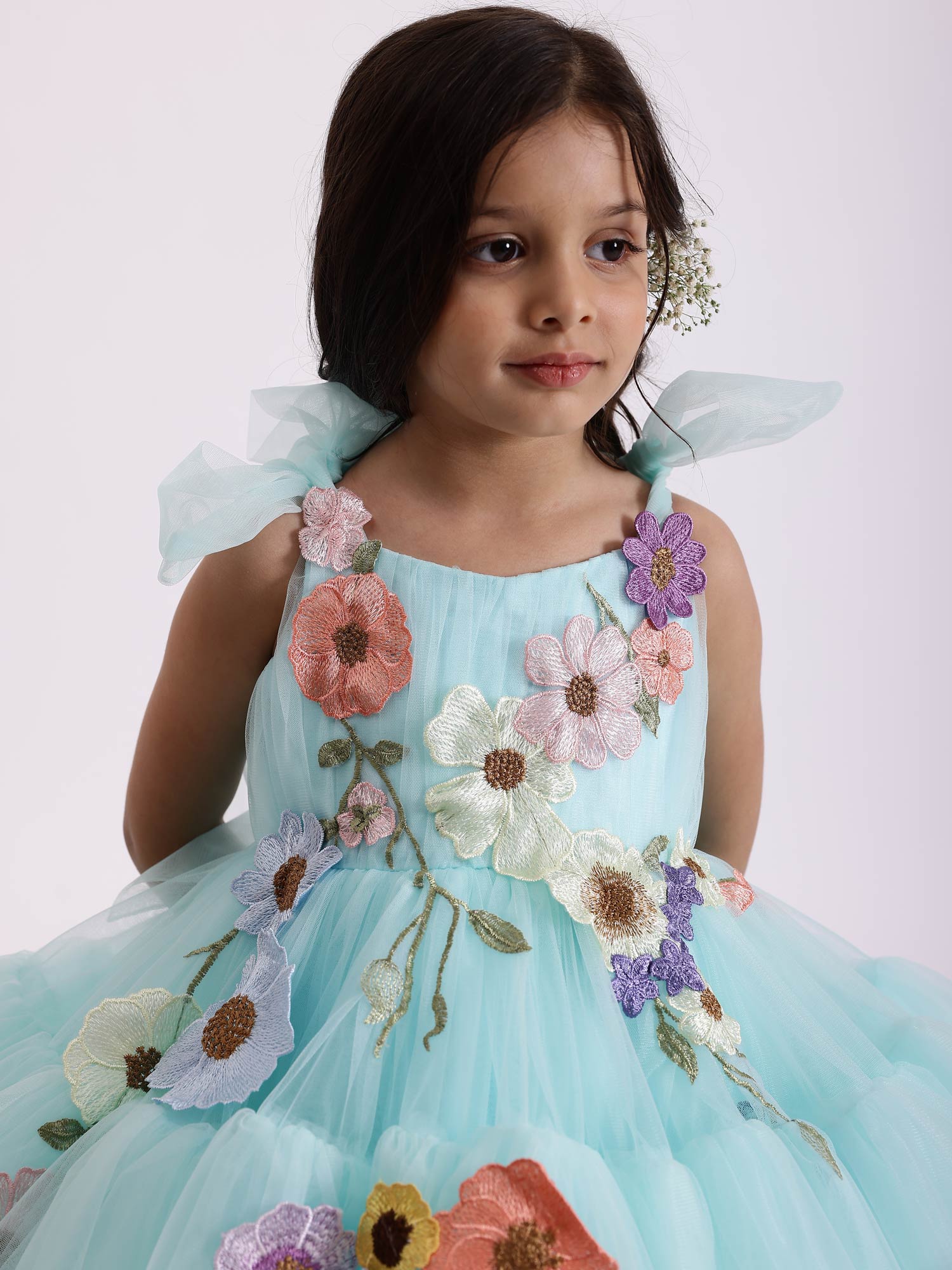 JANYAS CLOSET Blue Embellished Kayo Princess Party Dress