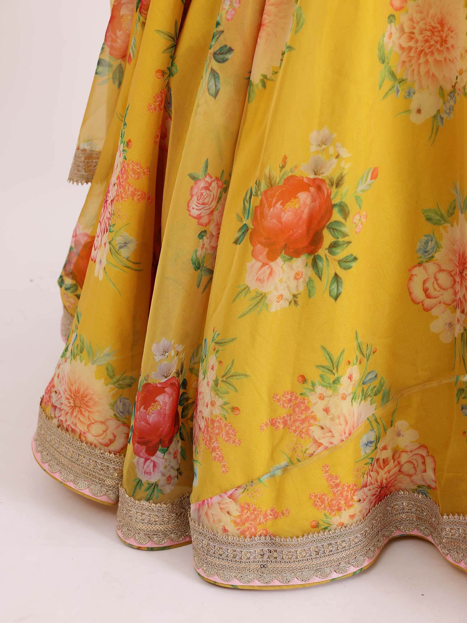 JANYAS CLOSET Yellow Sabya Printed Lehenga Set