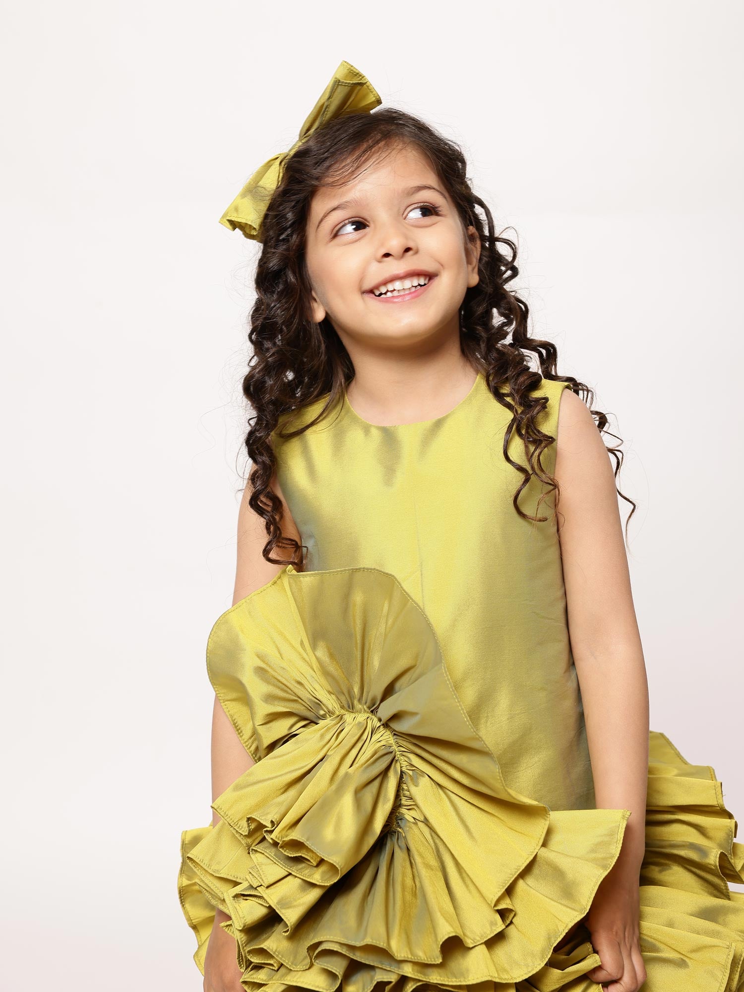 JANYAS CLOSET Green Ruffled Tafetta Dream Dress *