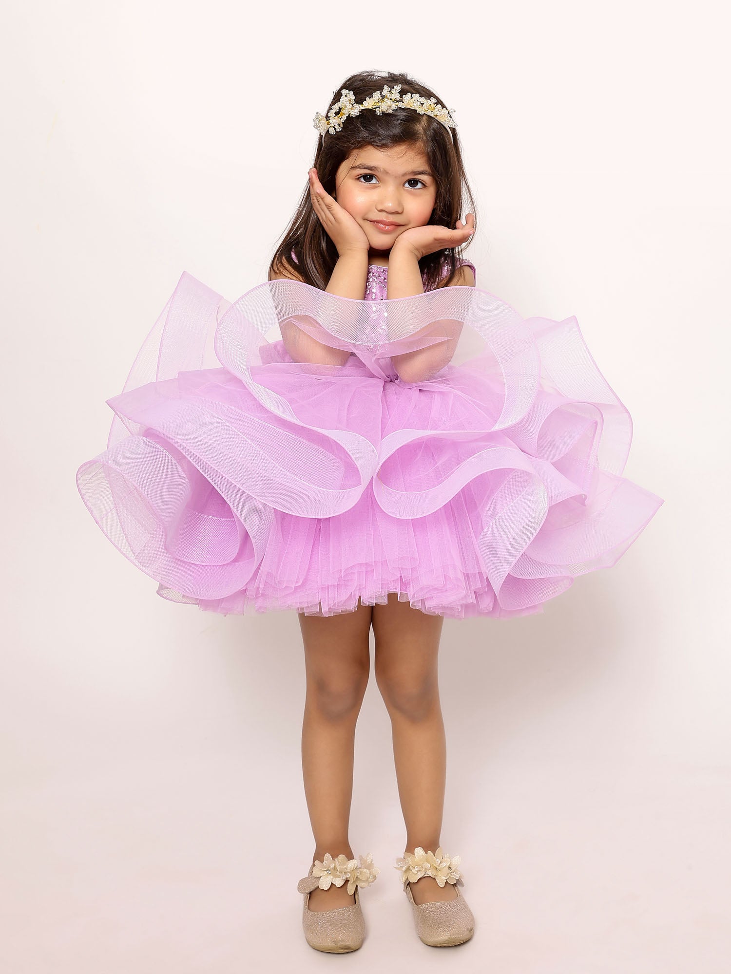 JANYAS CLOSET Girls Lavender Sparkling Tutu Dress