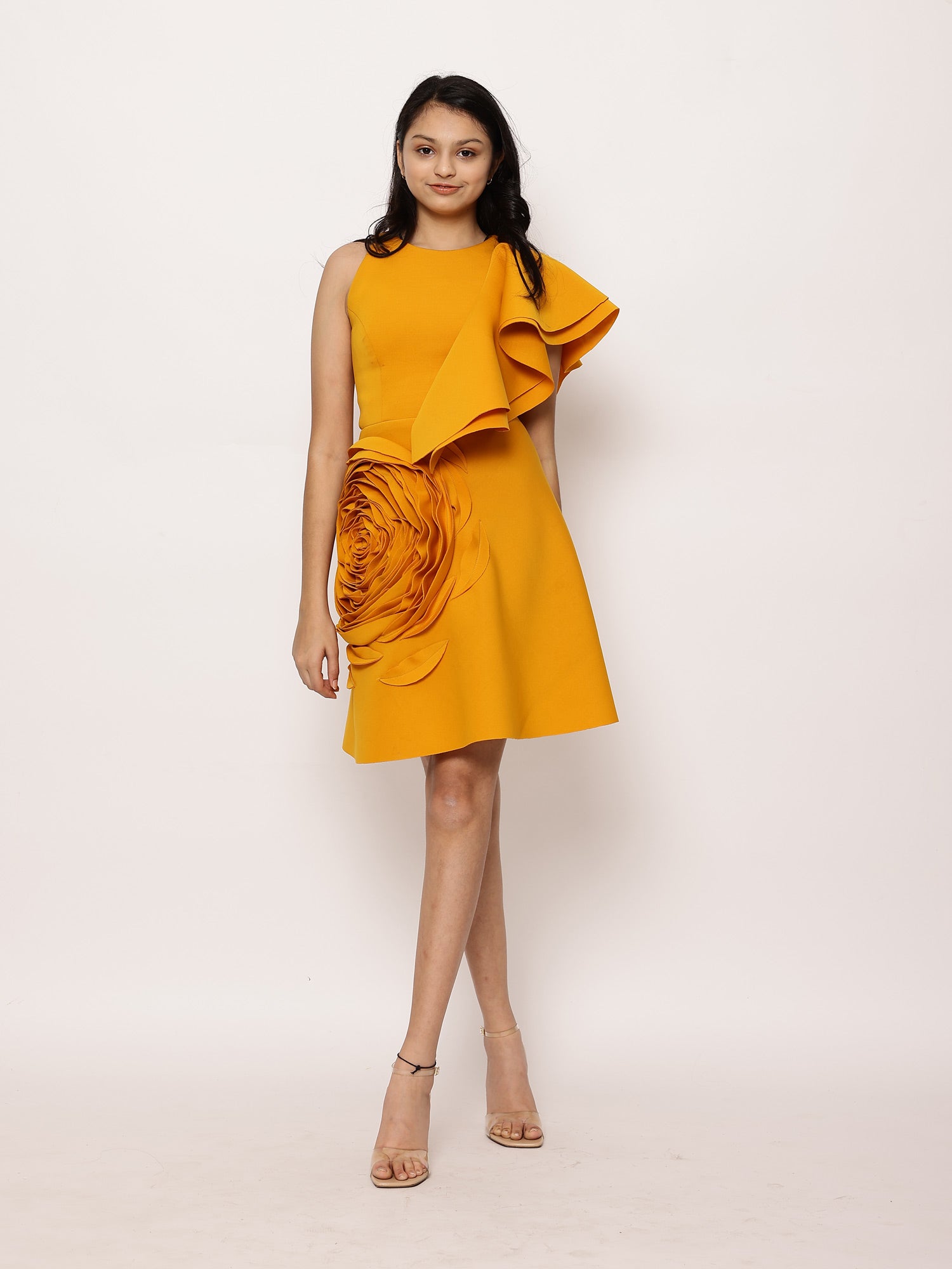 Janyas Closet: Yellow Teen Ruffle Pop On Party  Dress