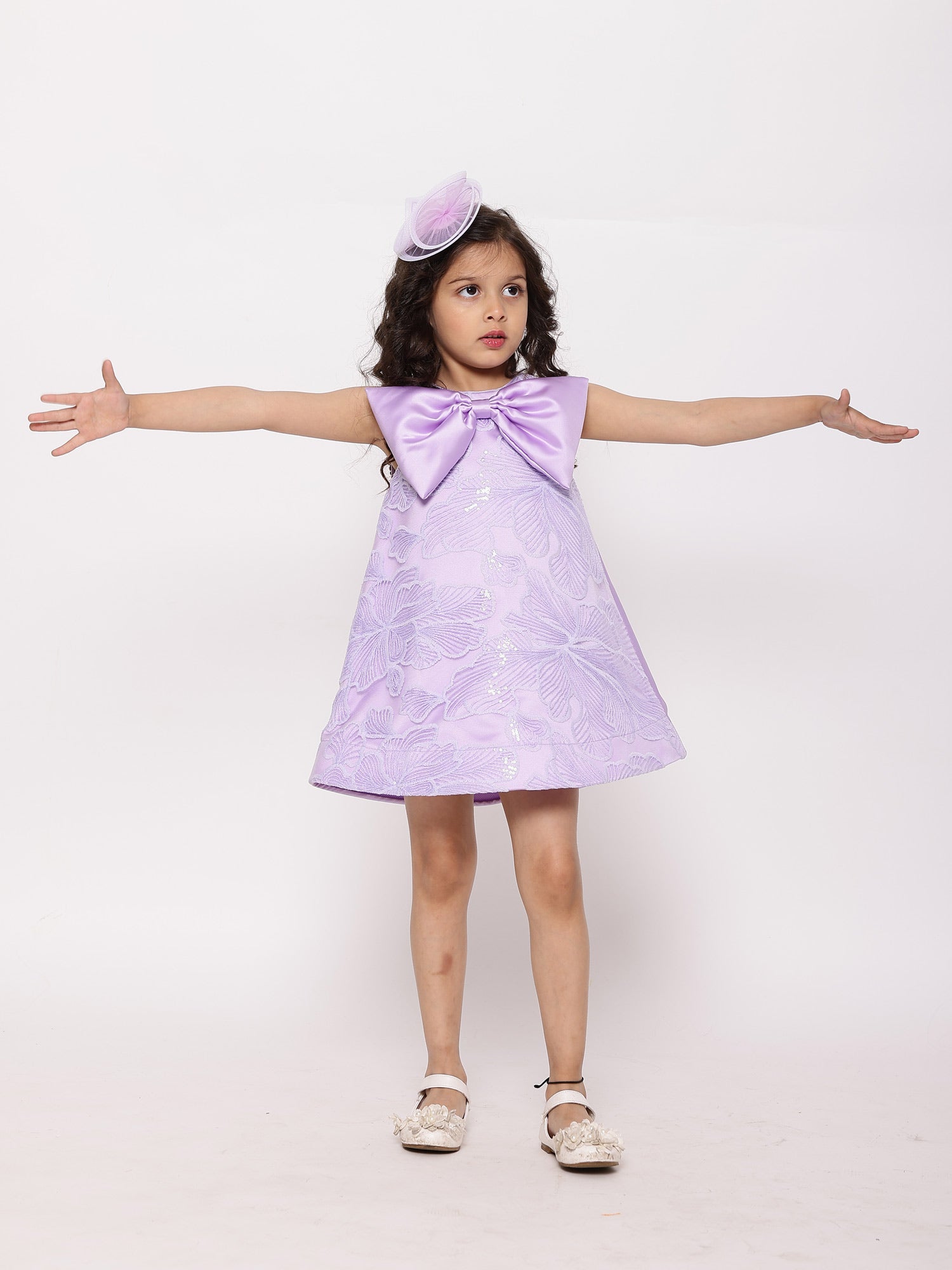 JANYAS CLOSET Elegant Lilac Butterfly Dress