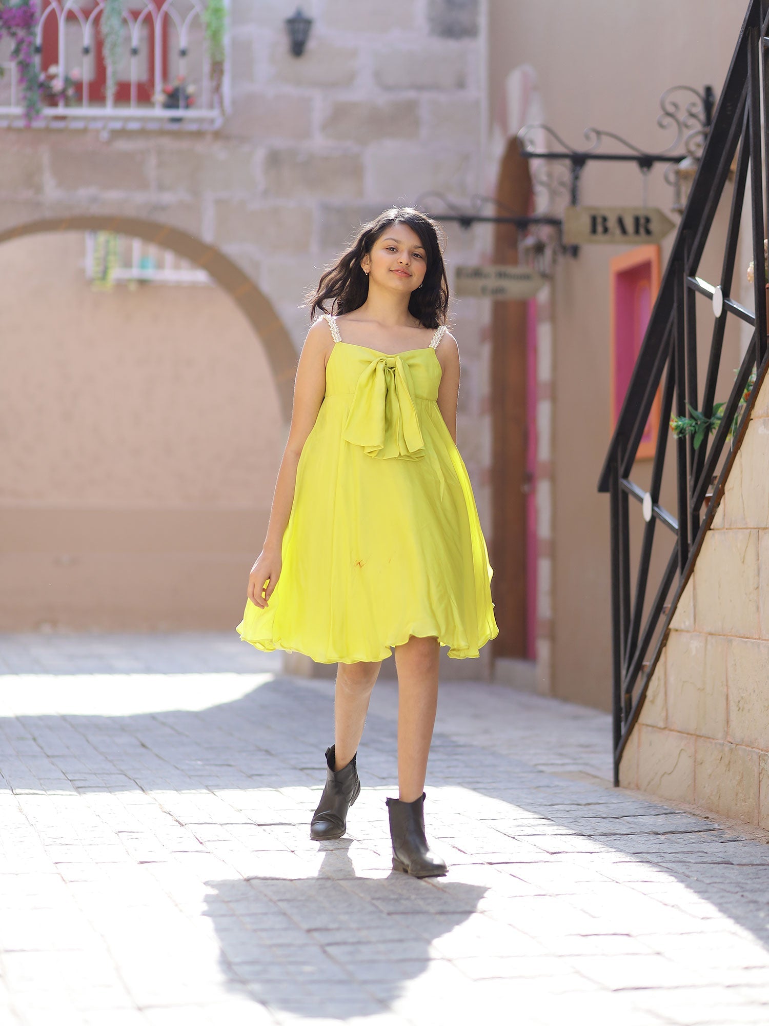 Sample Beaded Lime Party Dress In Organza