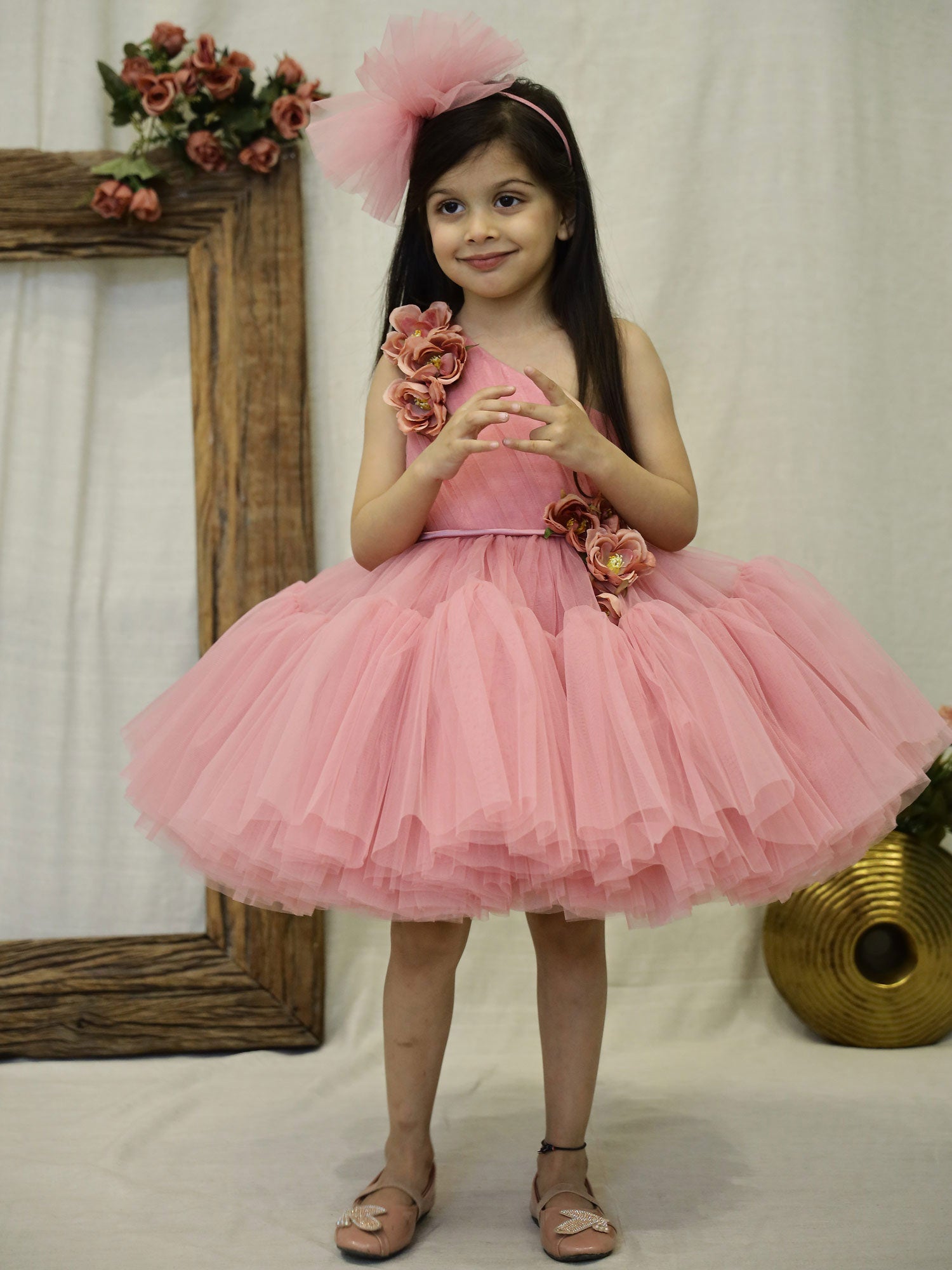 Janyas Closet Mauve Frilly Fern Birthday Party Dress