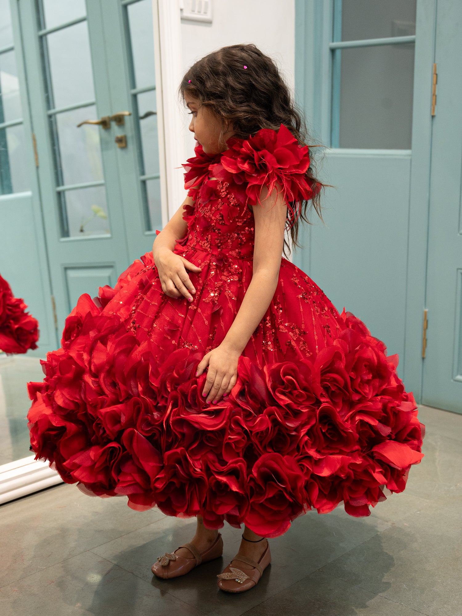 Red Roses Isabela Dress With Hair Accessory