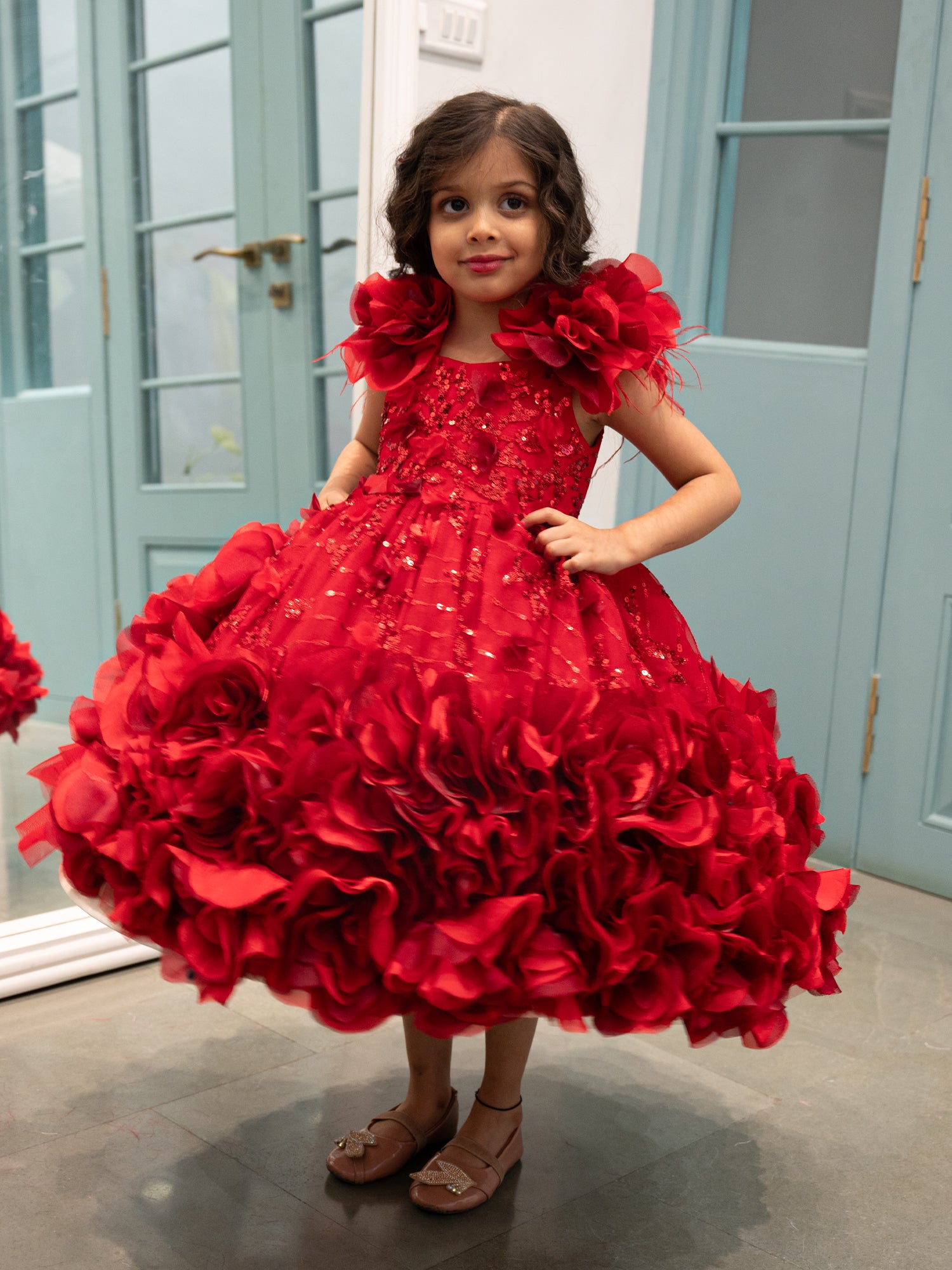 Red Roses Isabela Dress With Hair Accessory