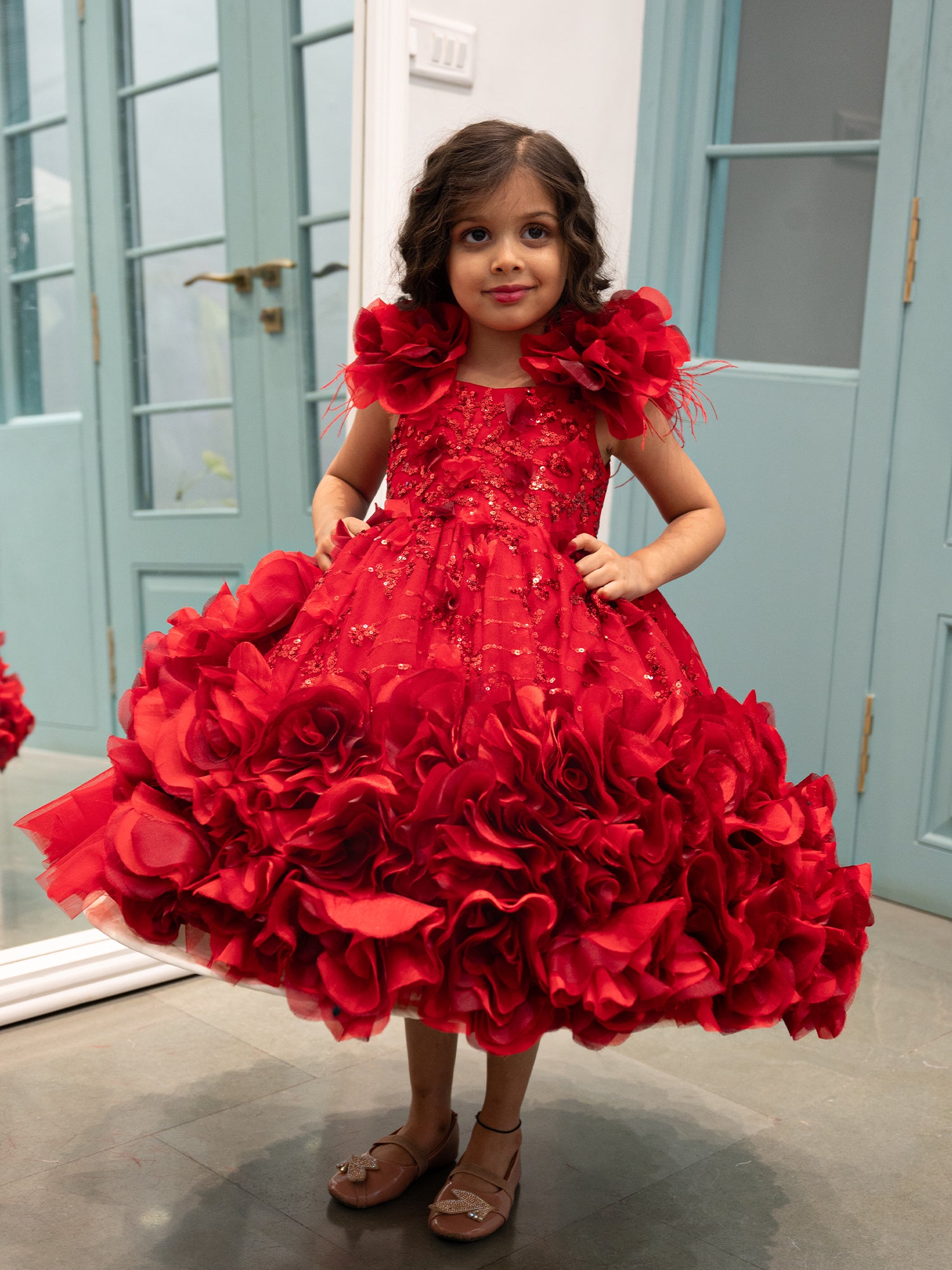 Red Roses Isabela Dress With Hair Accessory