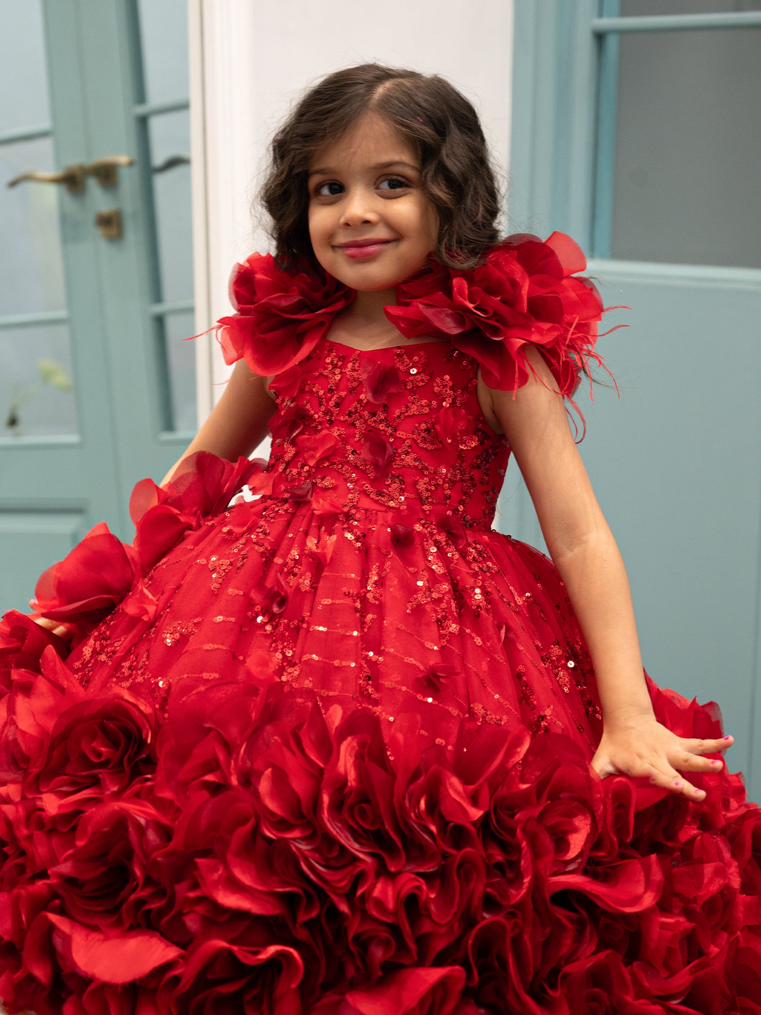 Red Roses Isabela Dress With Hair Accessory