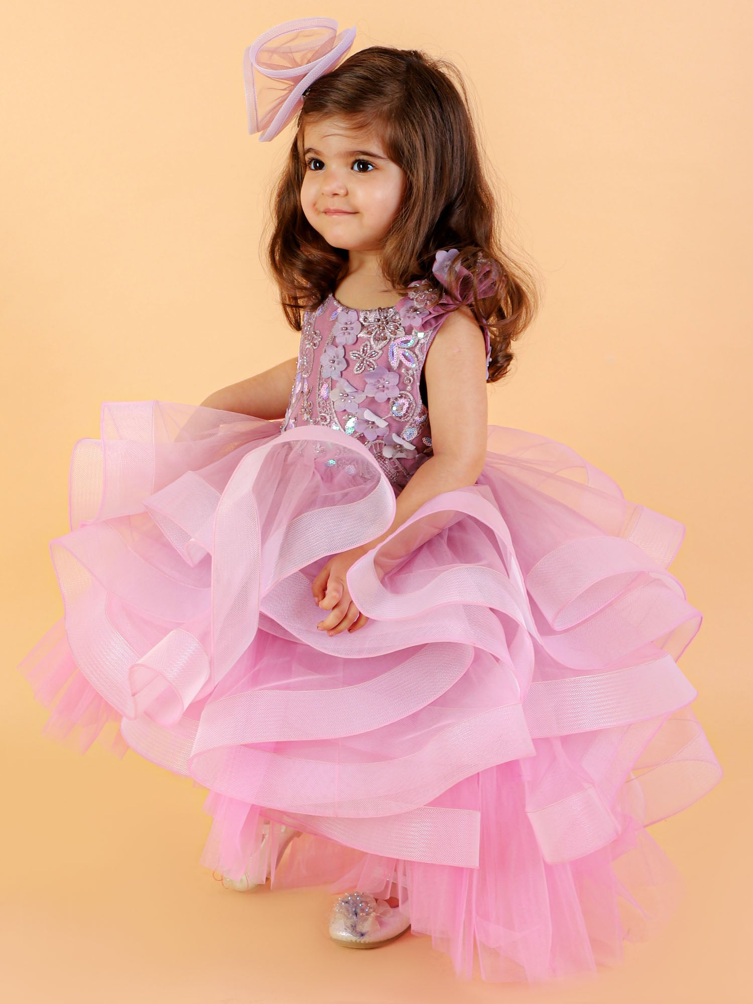 Lisa Embroidered Birthday Party Dress With Hair Accessory