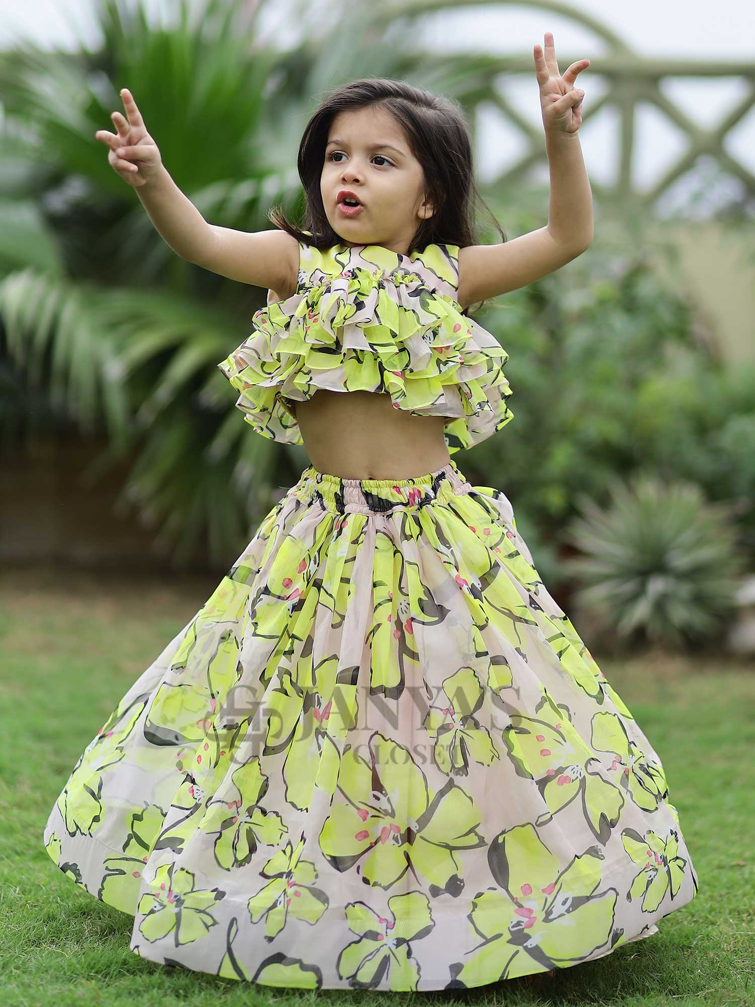 Flower Print Lehnga Skirt With Top