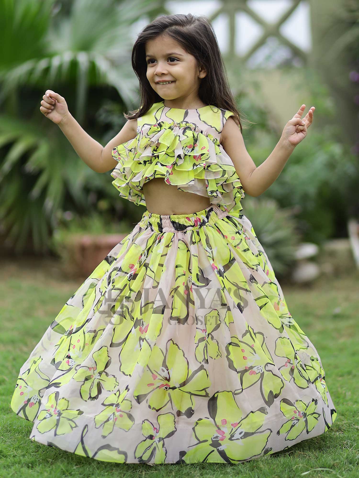 Flower Print Lehnga Skirt With Top