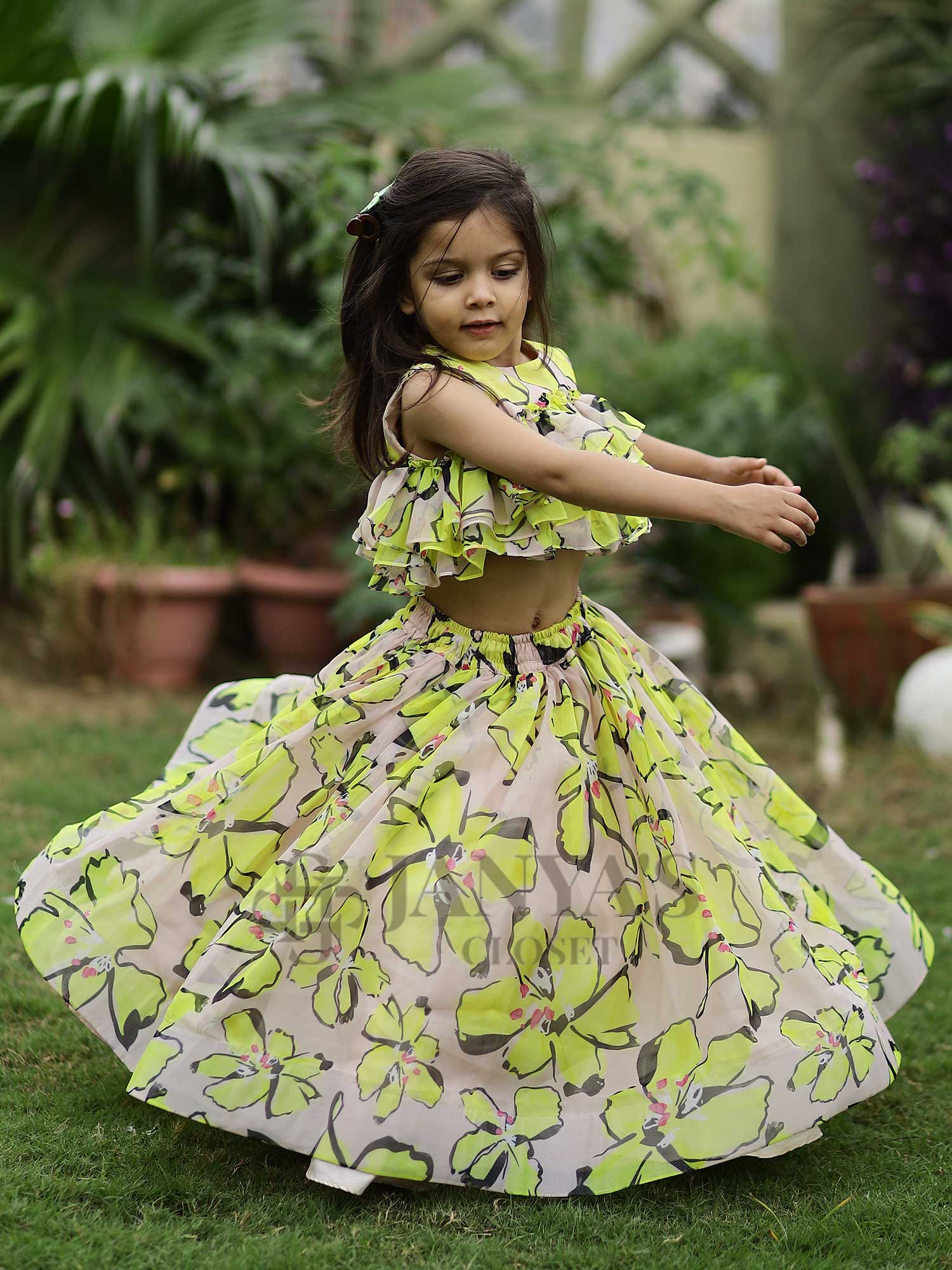 Flower Print Lehnga Skirt With Top