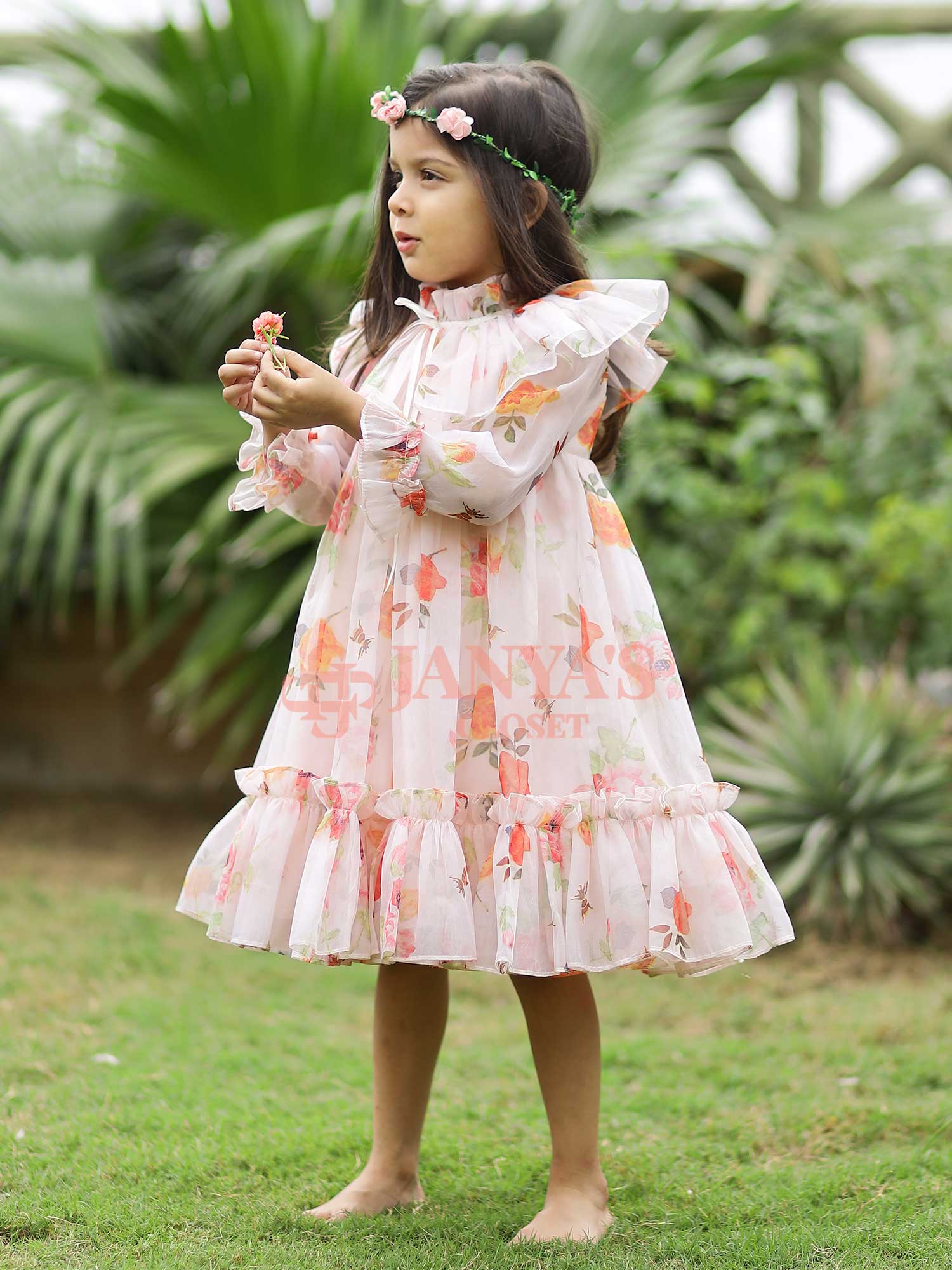 Dolce Floral Digital Print Party Dress For Girls