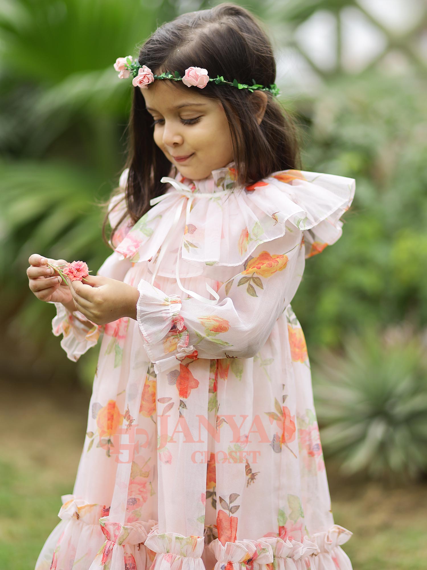 Dolce Floral Digital Print Party Dress For Girls