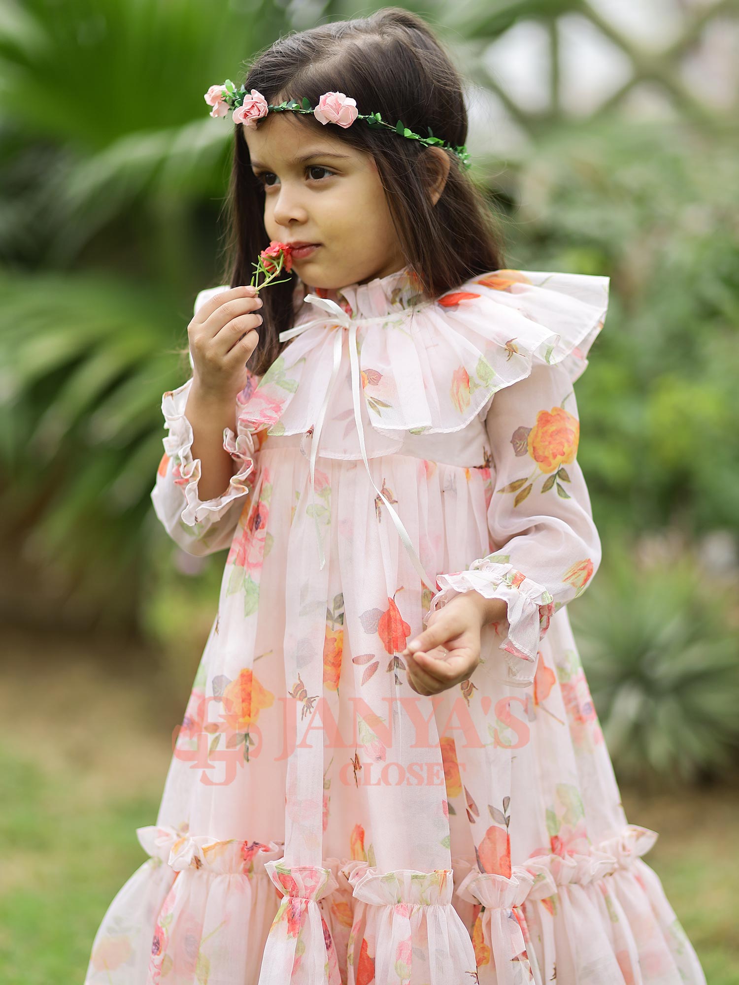 Dolce Floral Digital Print Party Dress For Girls