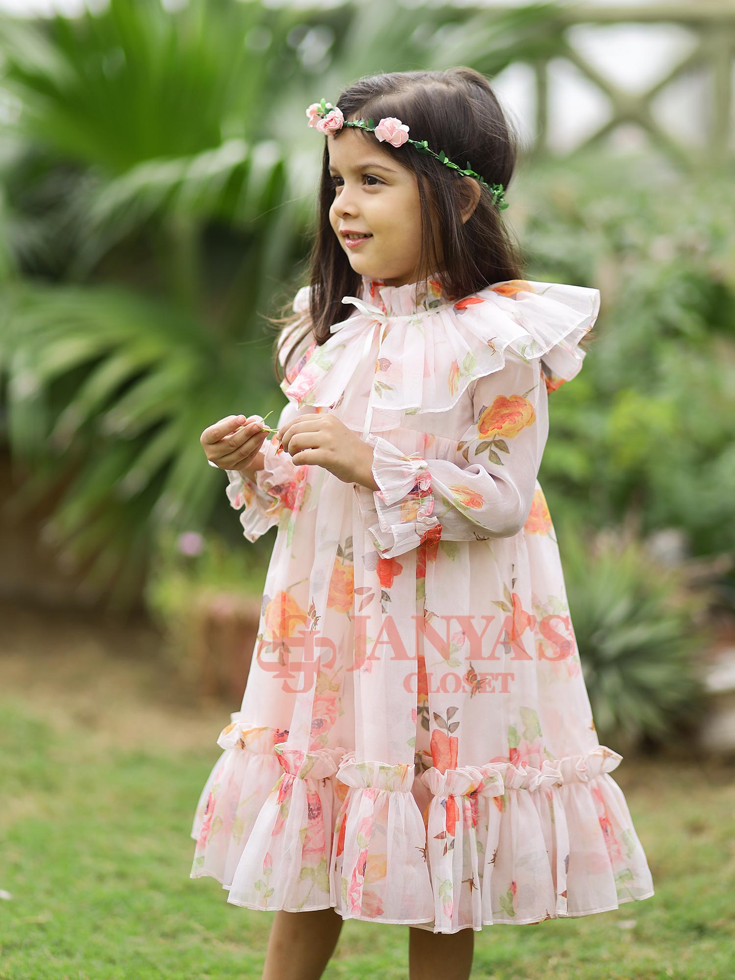 Dolce Floral Digital Print Party Dress For Girls