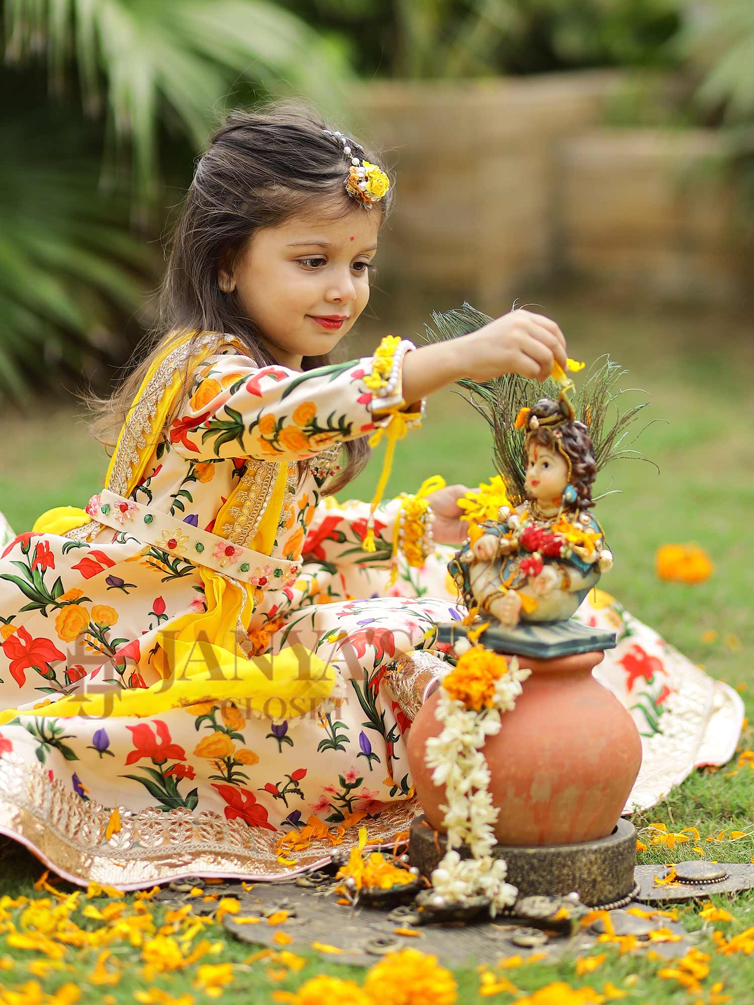 Autumn Bouquet Flared Gown With Dupatta And Belt