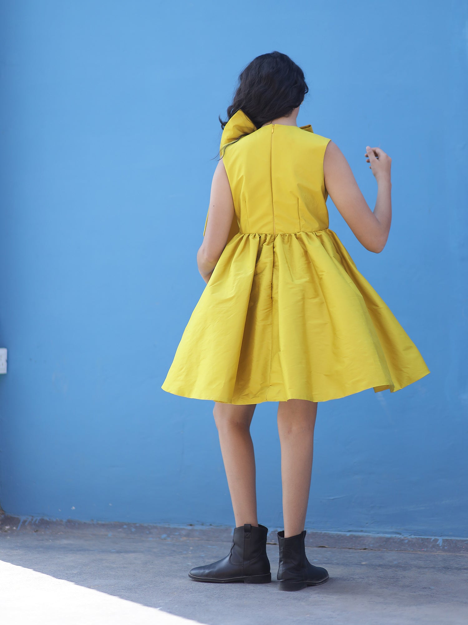 Yellow Taffeta Bow Dress