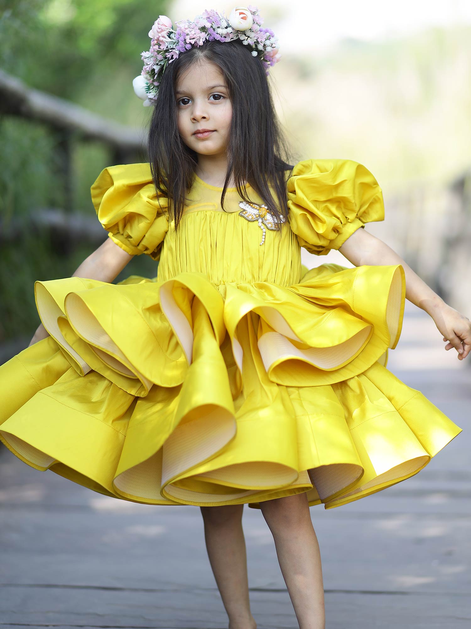 Yellow Zendaya Birthday Party Dress With Hiar Pin