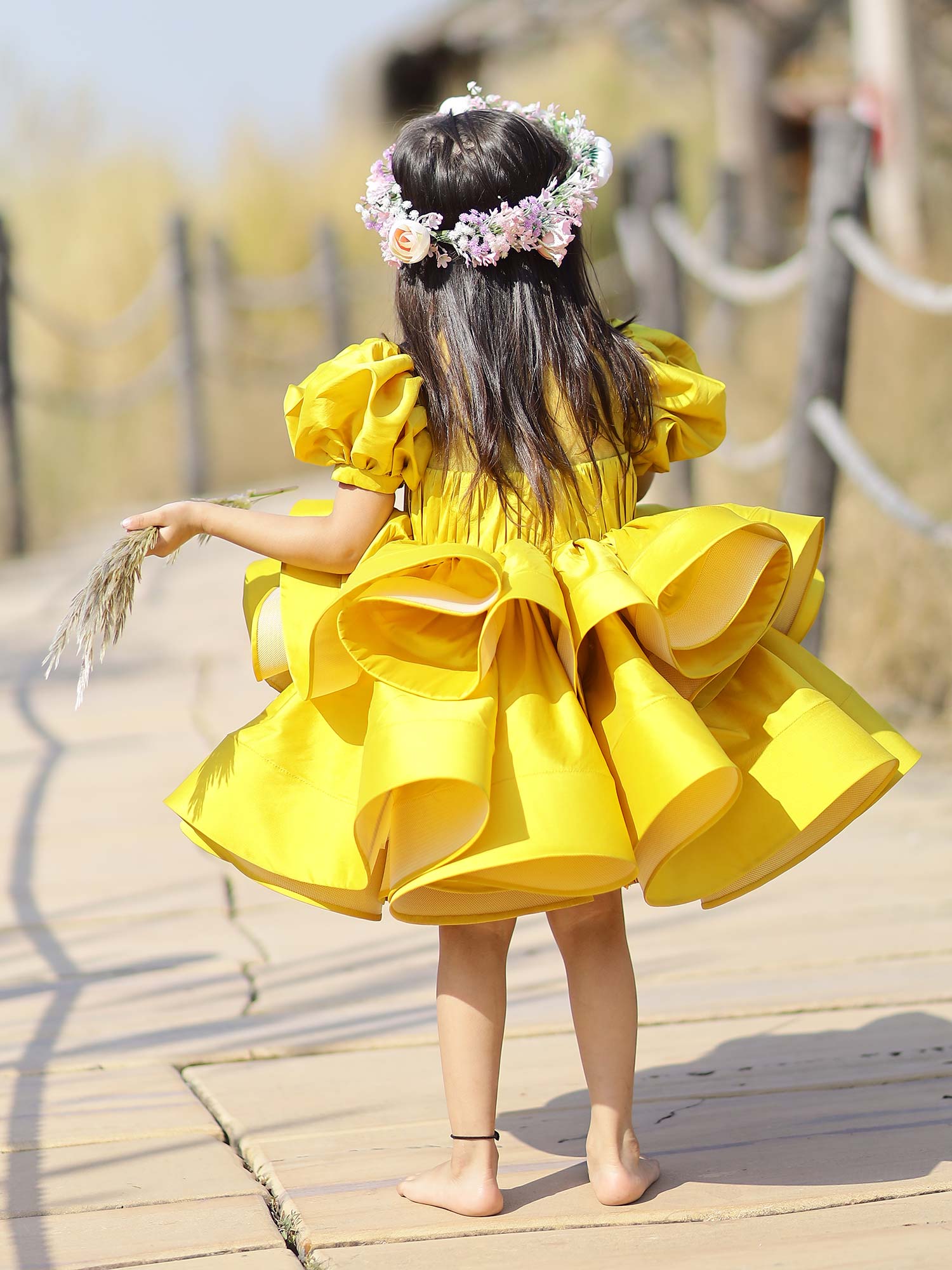 Yellow Zendaya Birthday Party Dress With Hiar Pin