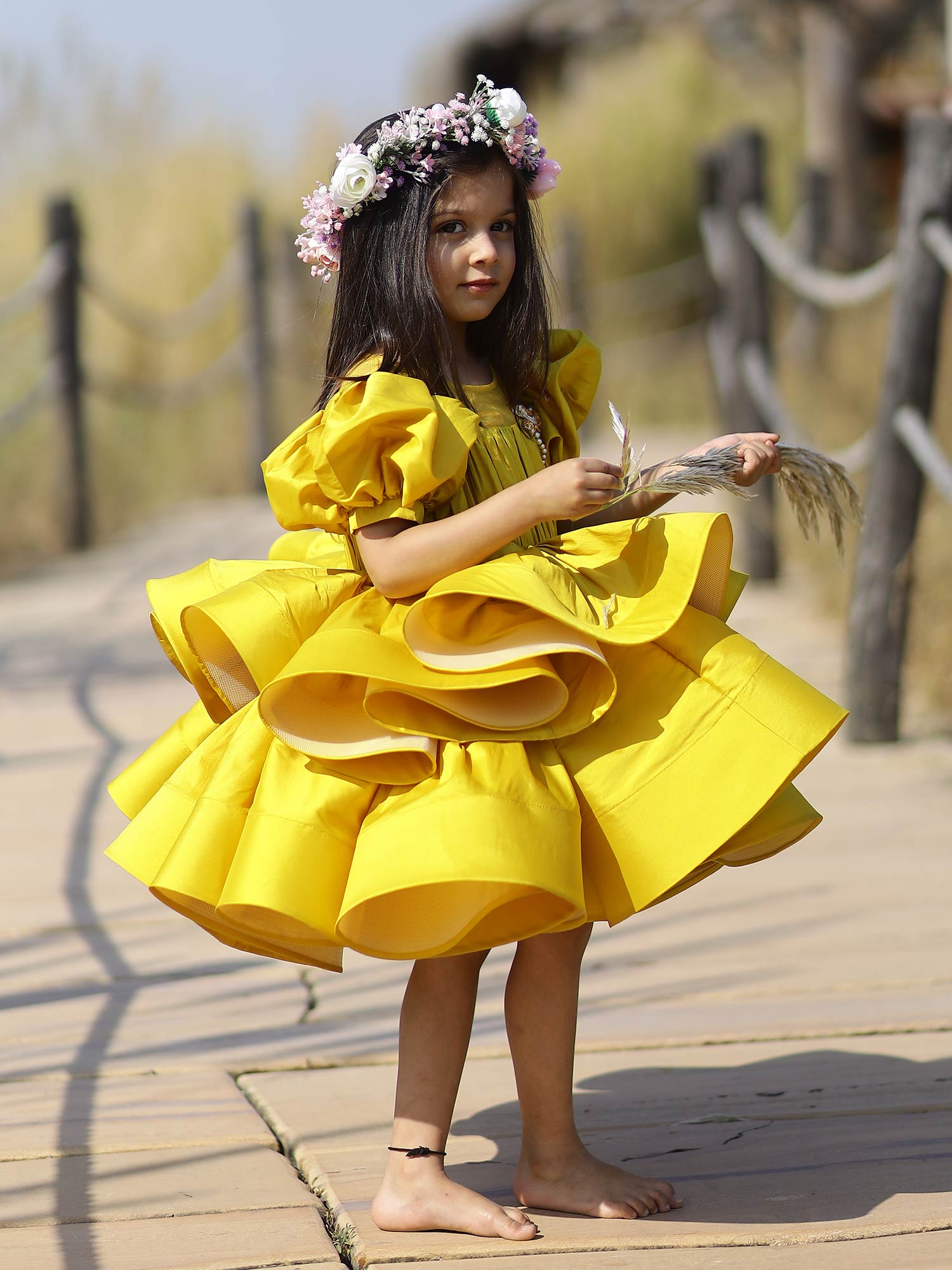 Yellow Zendaya Birthday Party Dress With Hiar Pin