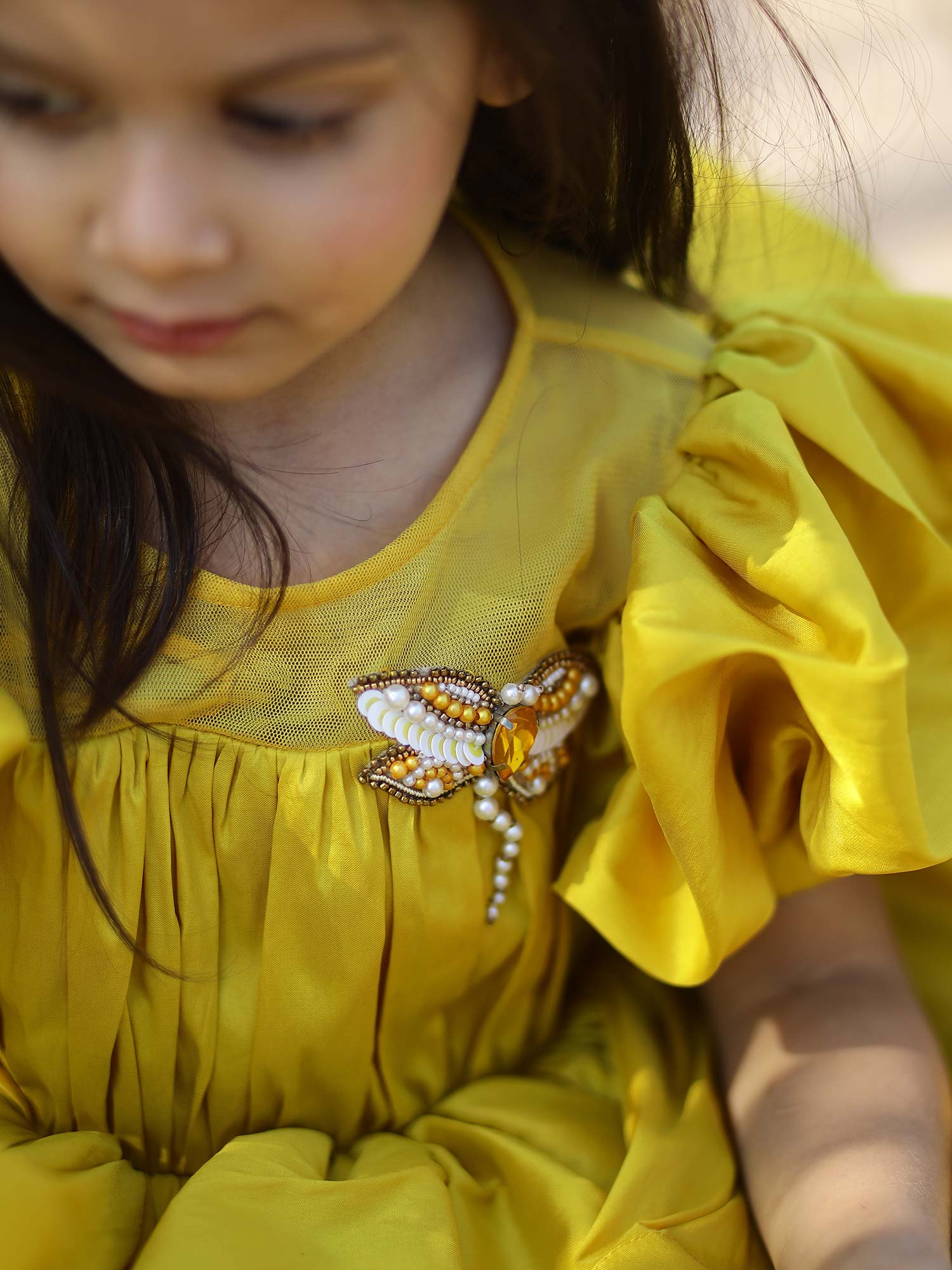 Yellow Zendaya Birthday Party Dress With Hiar Pin