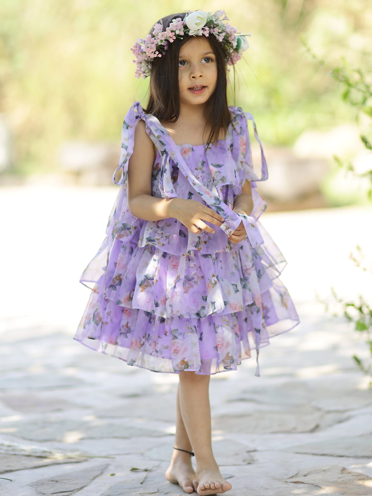 Printed Floral Lavender Party Dress