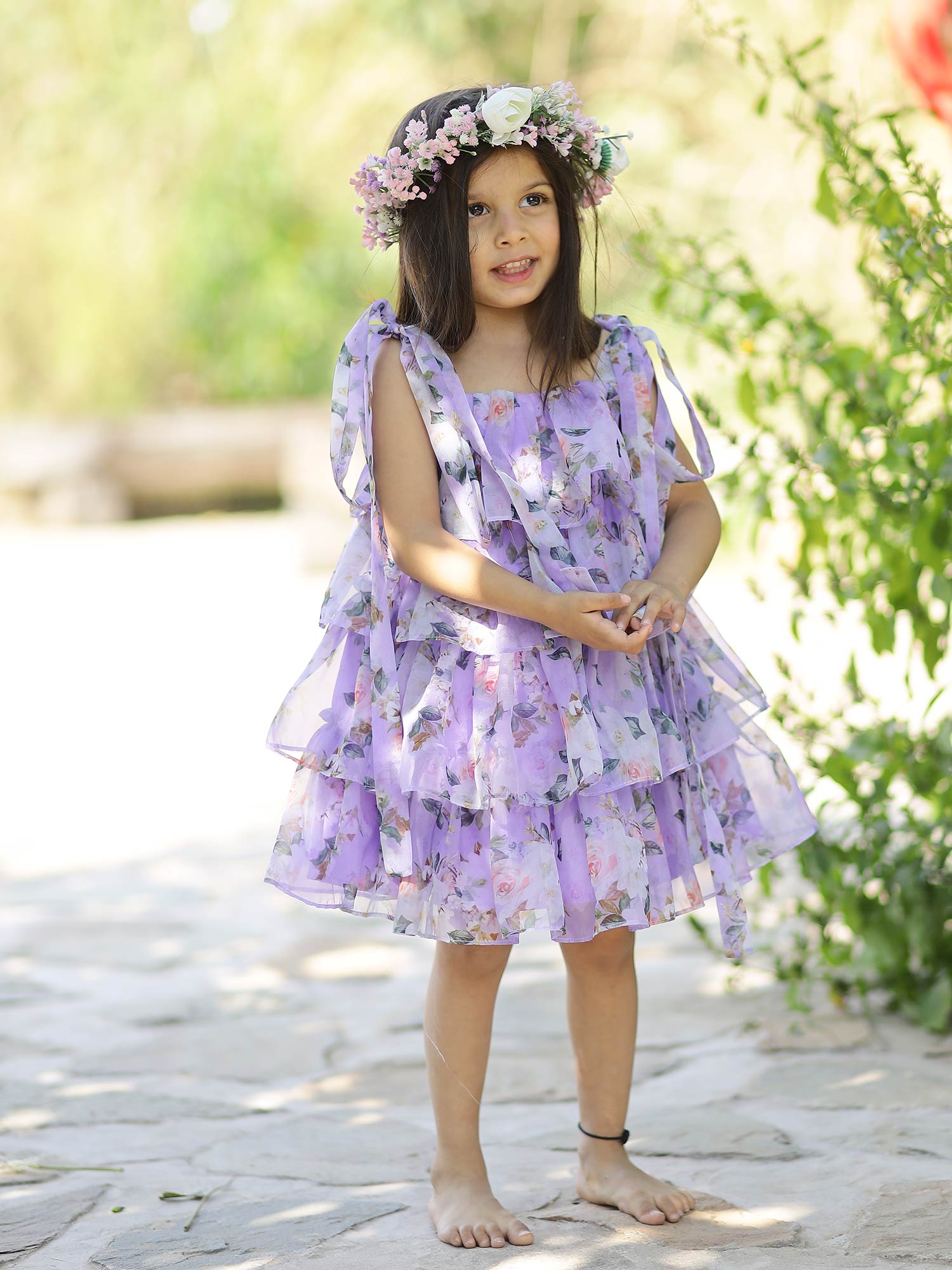 Printed Floral Lavender Party Dress