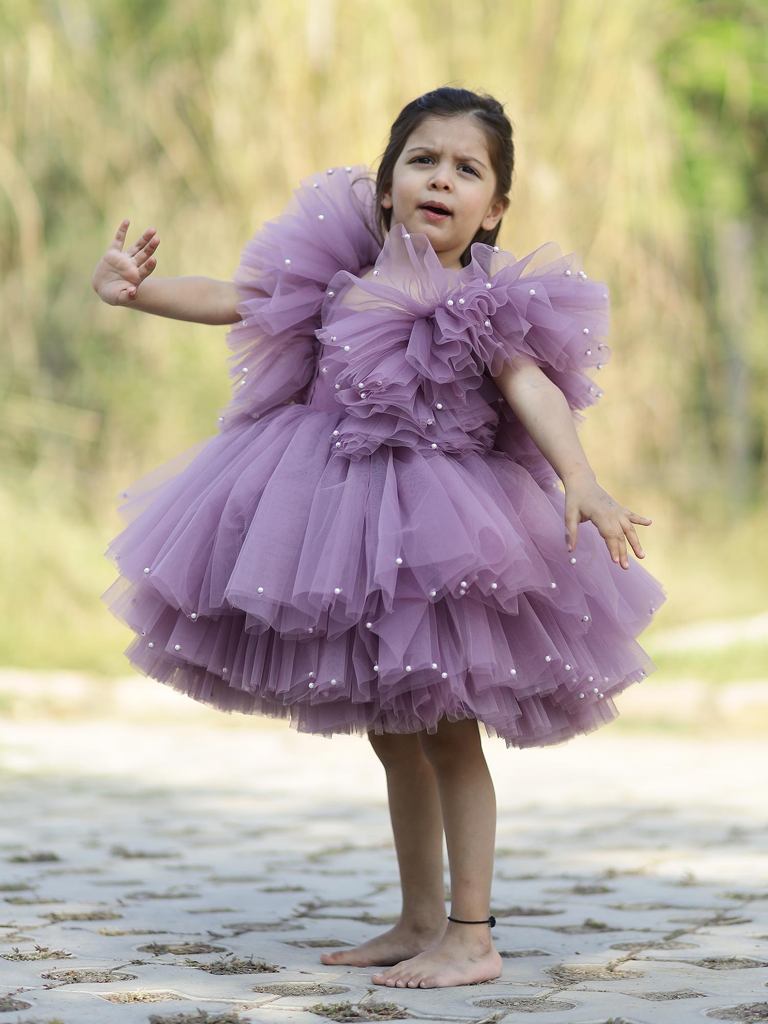 Princess Khloe Birthday Dress With Pearls And Hair Pin