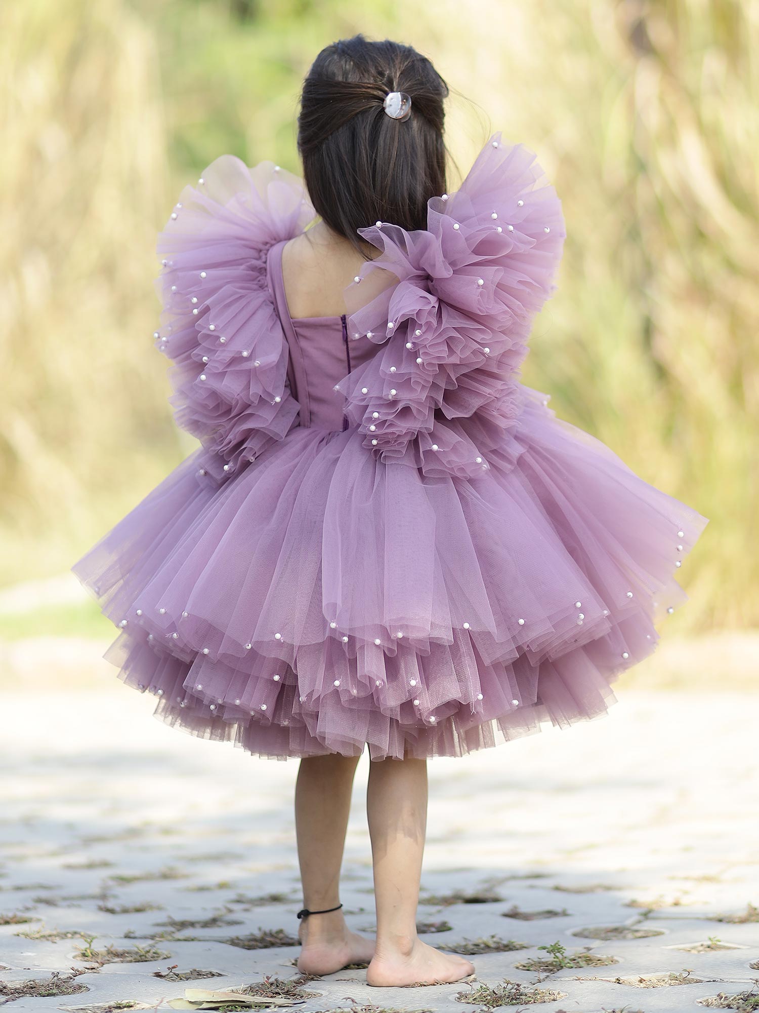 Princess Khloe Birthday Dress With Pearls And Hair Pin