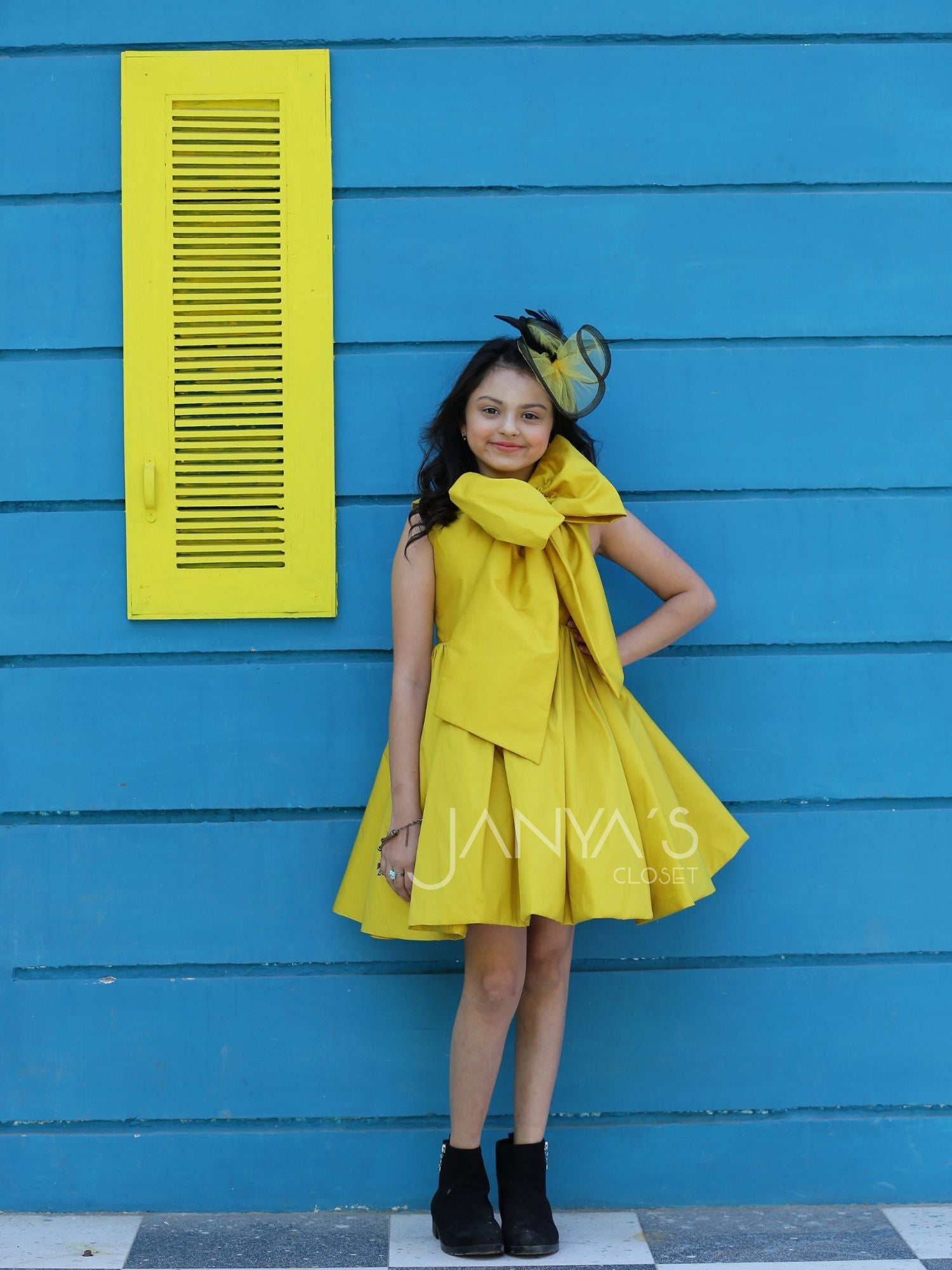 Yellow Taffeta Bow Dress