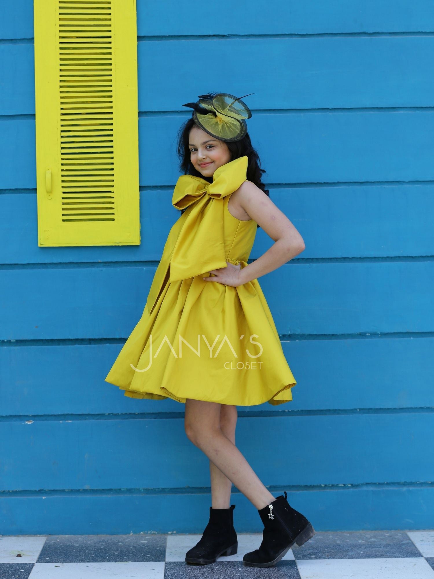 Yellow Taffeta Bow Dress