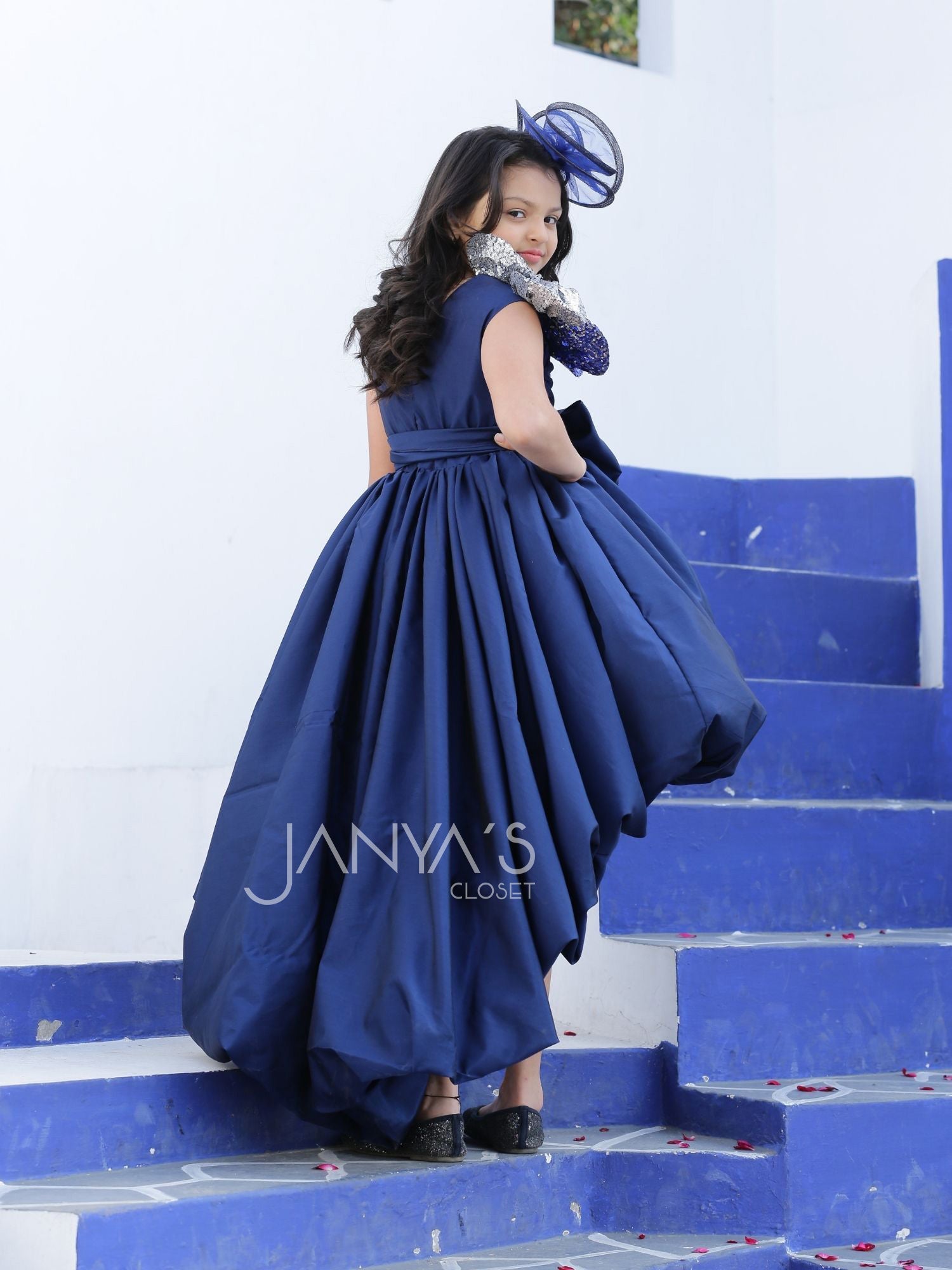 High /Low Taffeta Balloon Dress  With Hair Accessory