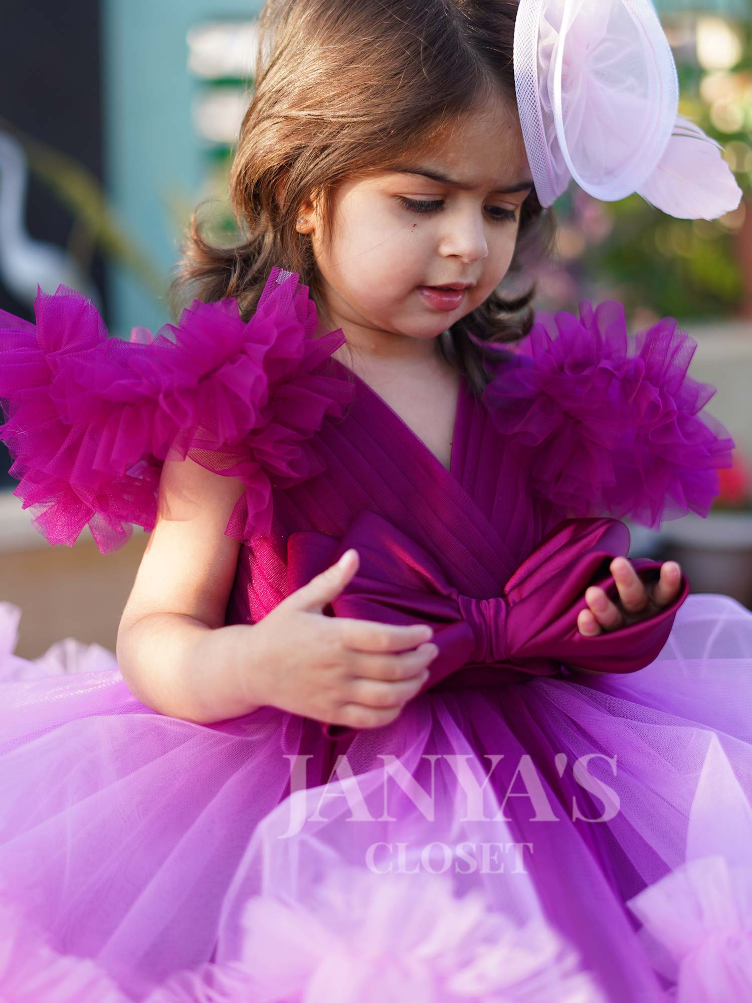 Enchanted Ombre Frilled Gown With Hair Pin