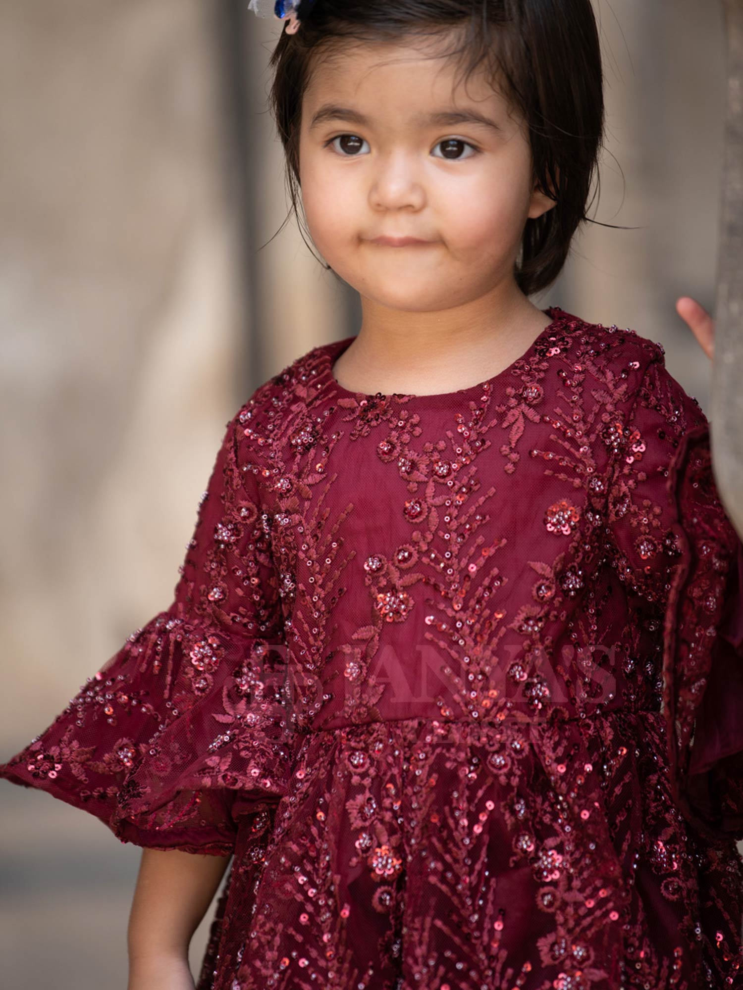 Maroon Embroidered Indo Western Kurti With Sharara