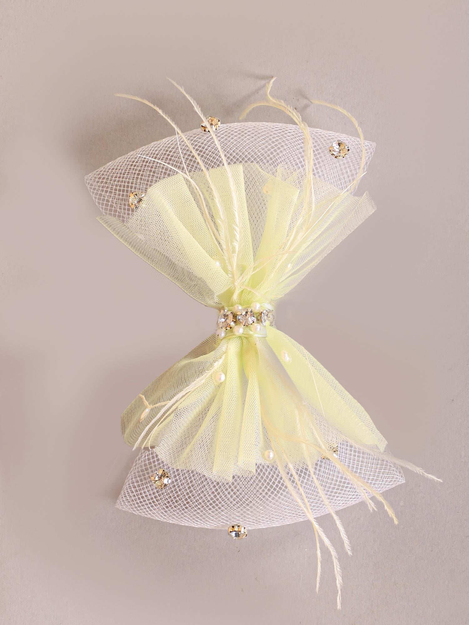 Yellow Net Bow Hair Clip