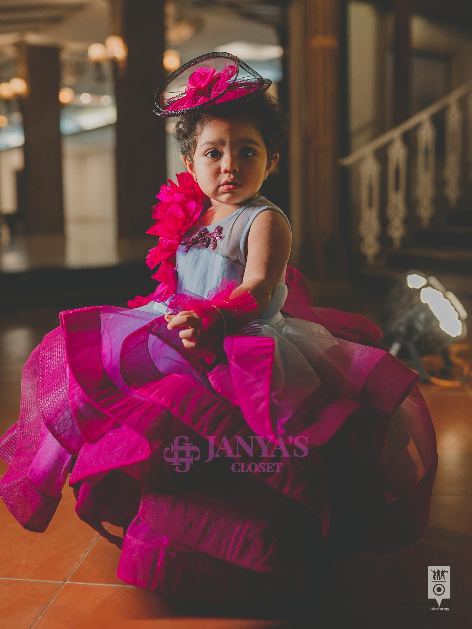 Princess Blue Shaded Gown With Hair Accessory