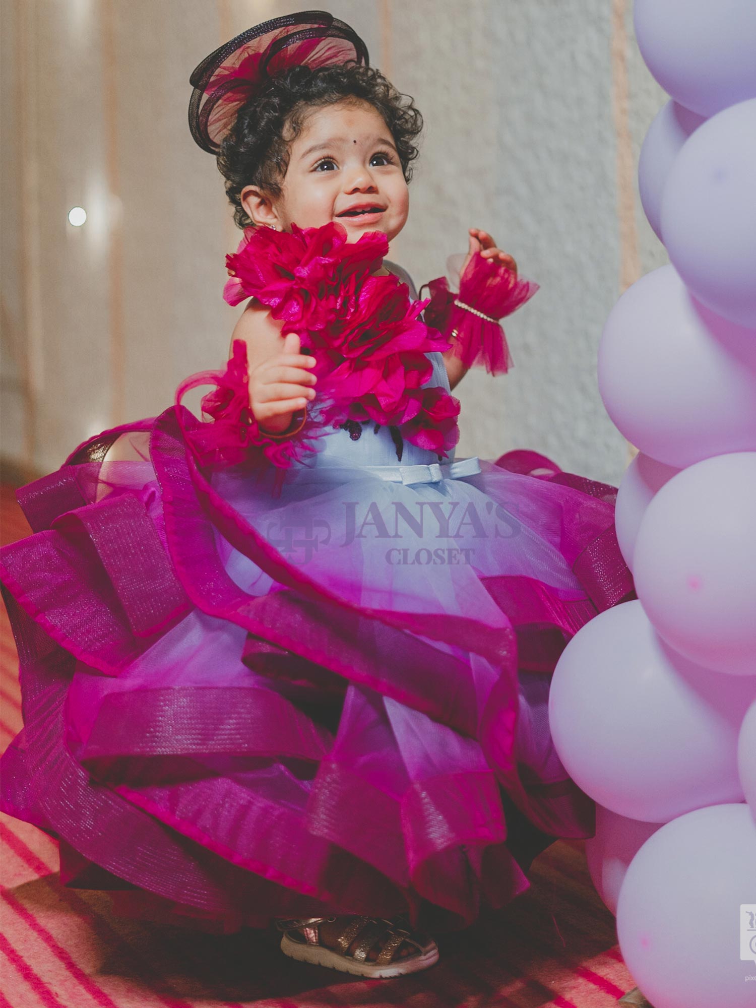 Princess Blue Shaded Gown With Hair Accessory